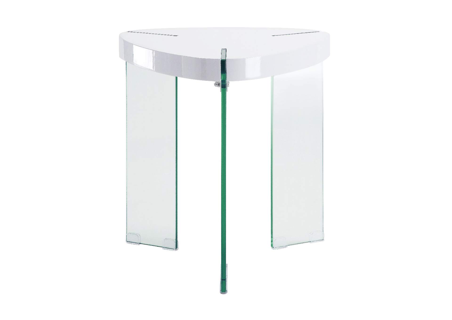 Noland End Table, White High Gloss and Clear Glass - 1 Set in 2 Cartons image 3