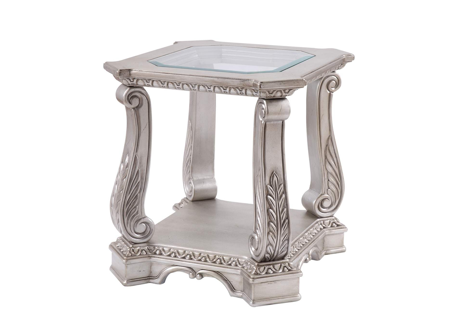 Northville End Table, Antique Silver and Clear Glass image 3