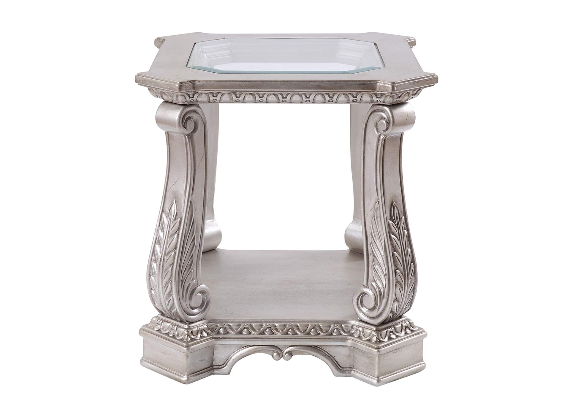 Northville End Table, Antique Silver and Clear Glass image 4