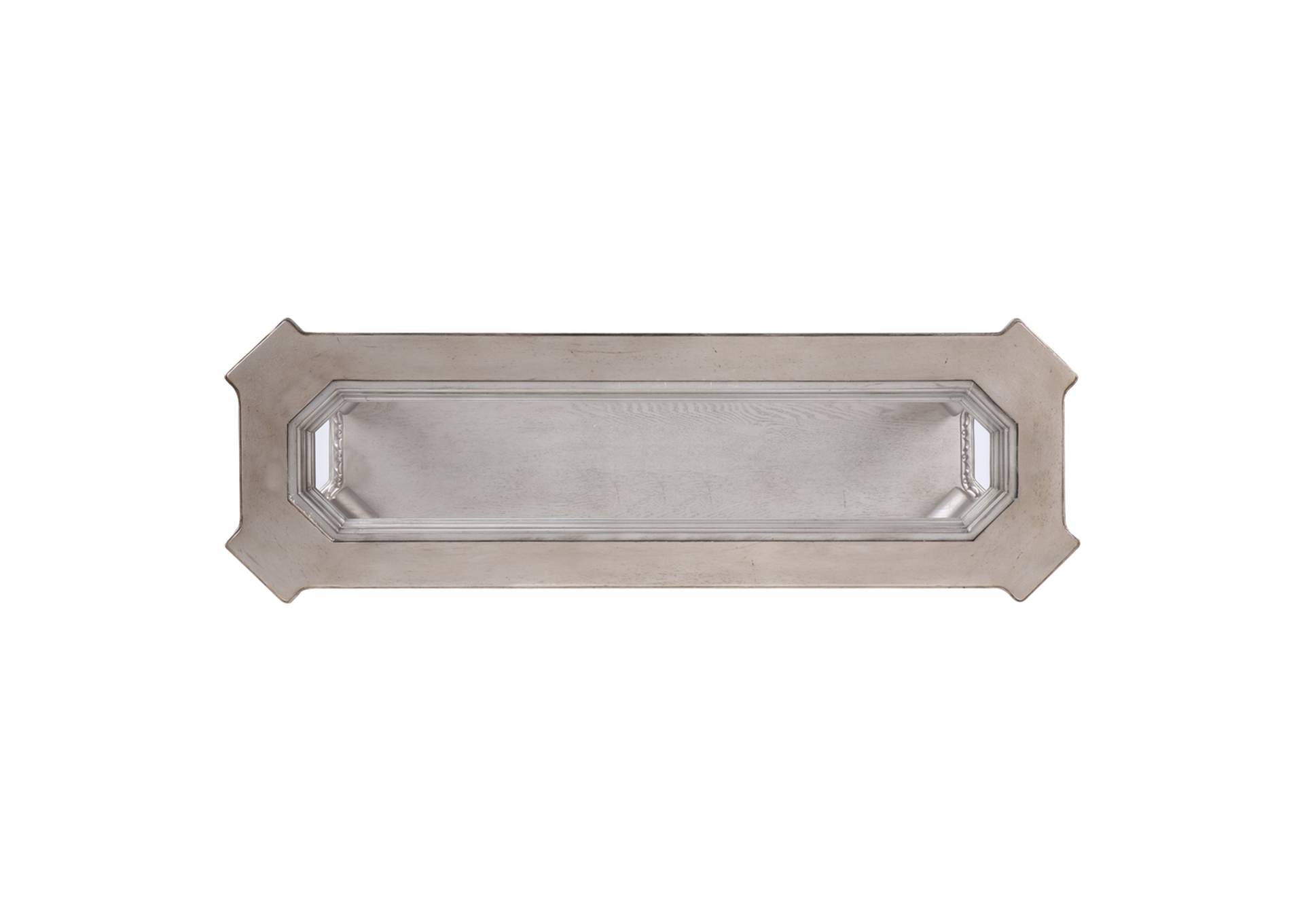 Northville Sofa Table, Antique Silver and Clear Glass