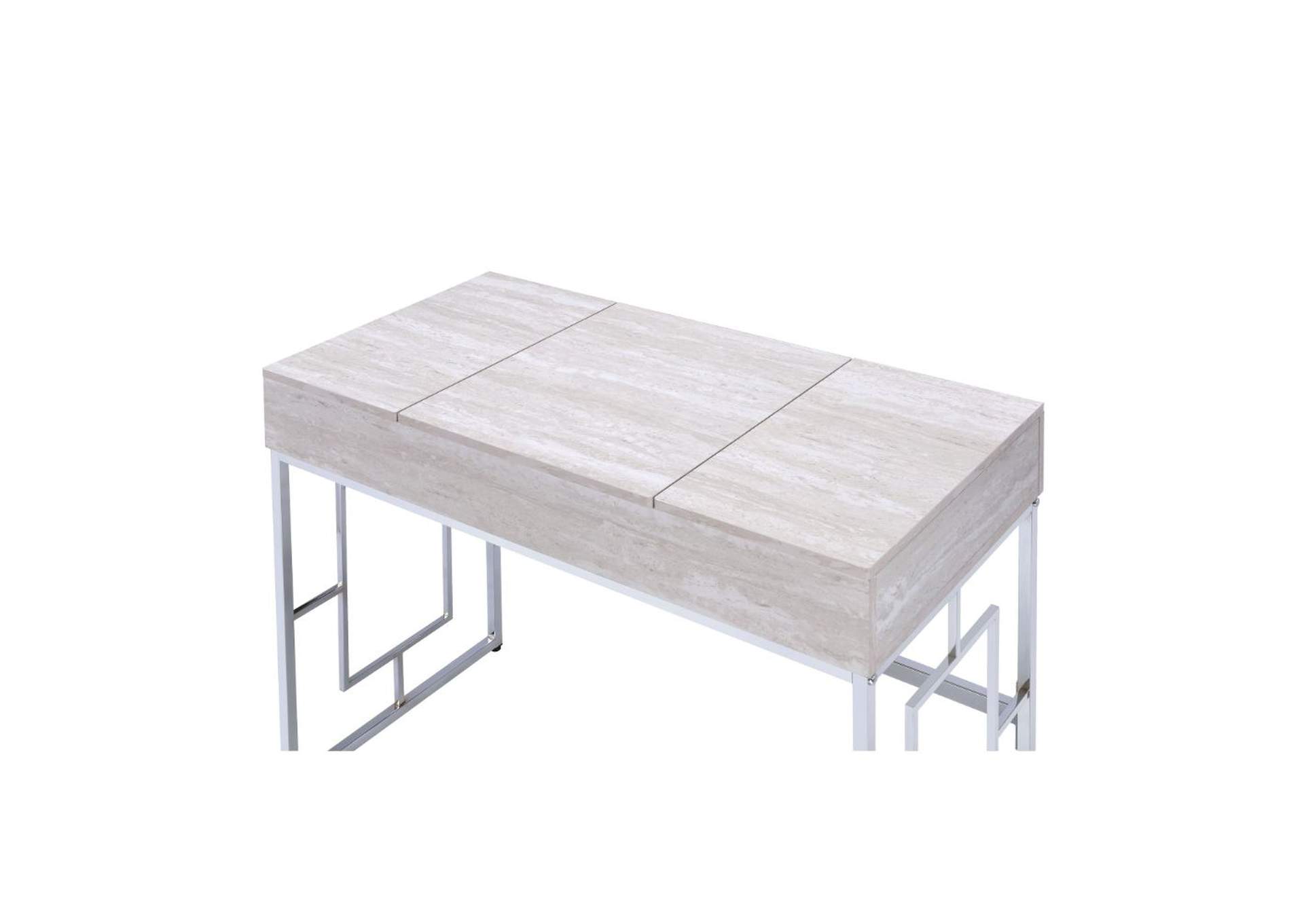 Saffron Vanity Desk, Natural and Chrome image 1
