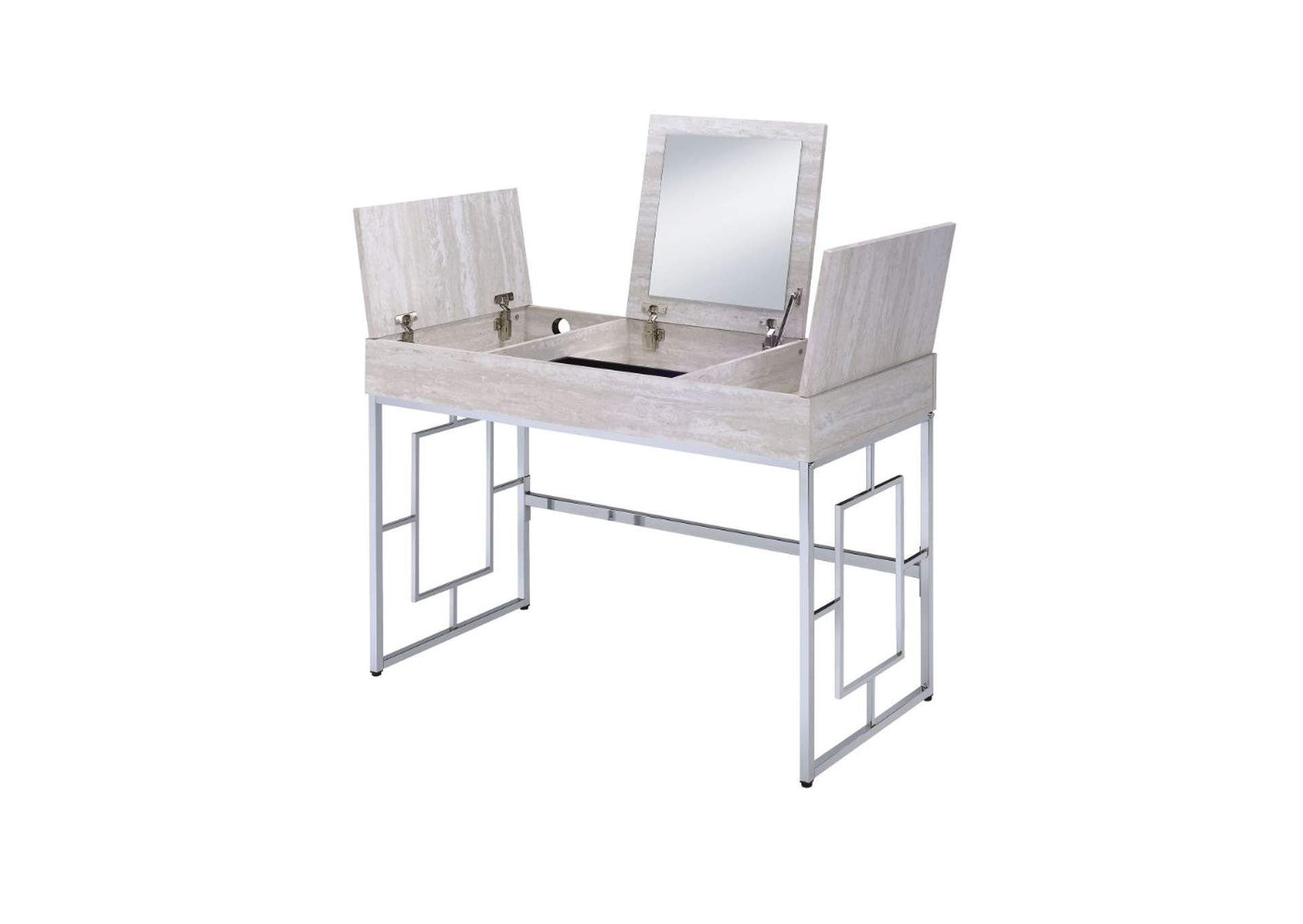 Saffron Vanity Desk, Natural and Chrome image 3