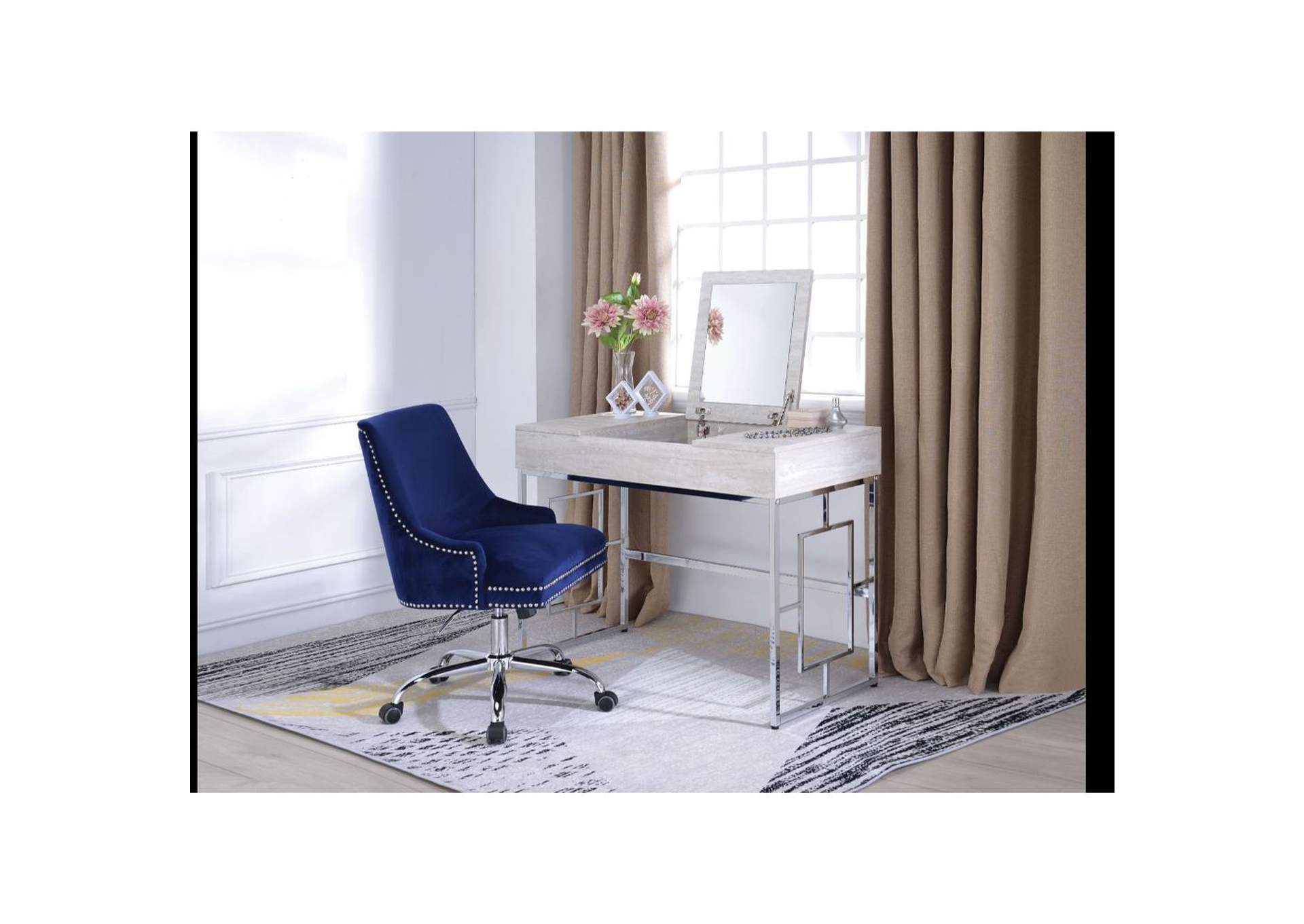 Saffron Vanity Desk, Natural and Chrome image 7