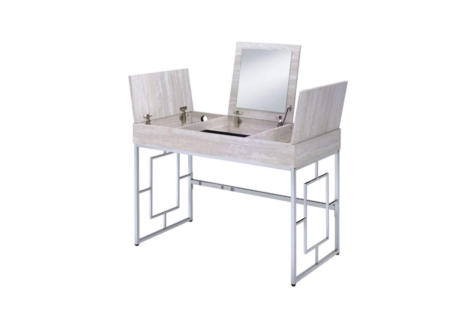 Saffron Vanity Desk, Natural and Chrome image 8