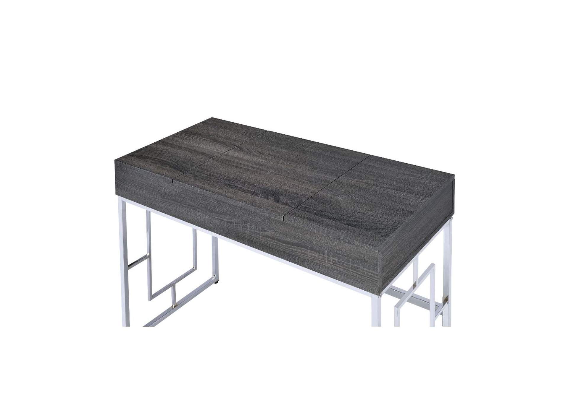Saffron Vanity Desk, Black Oak and Chrome image 1