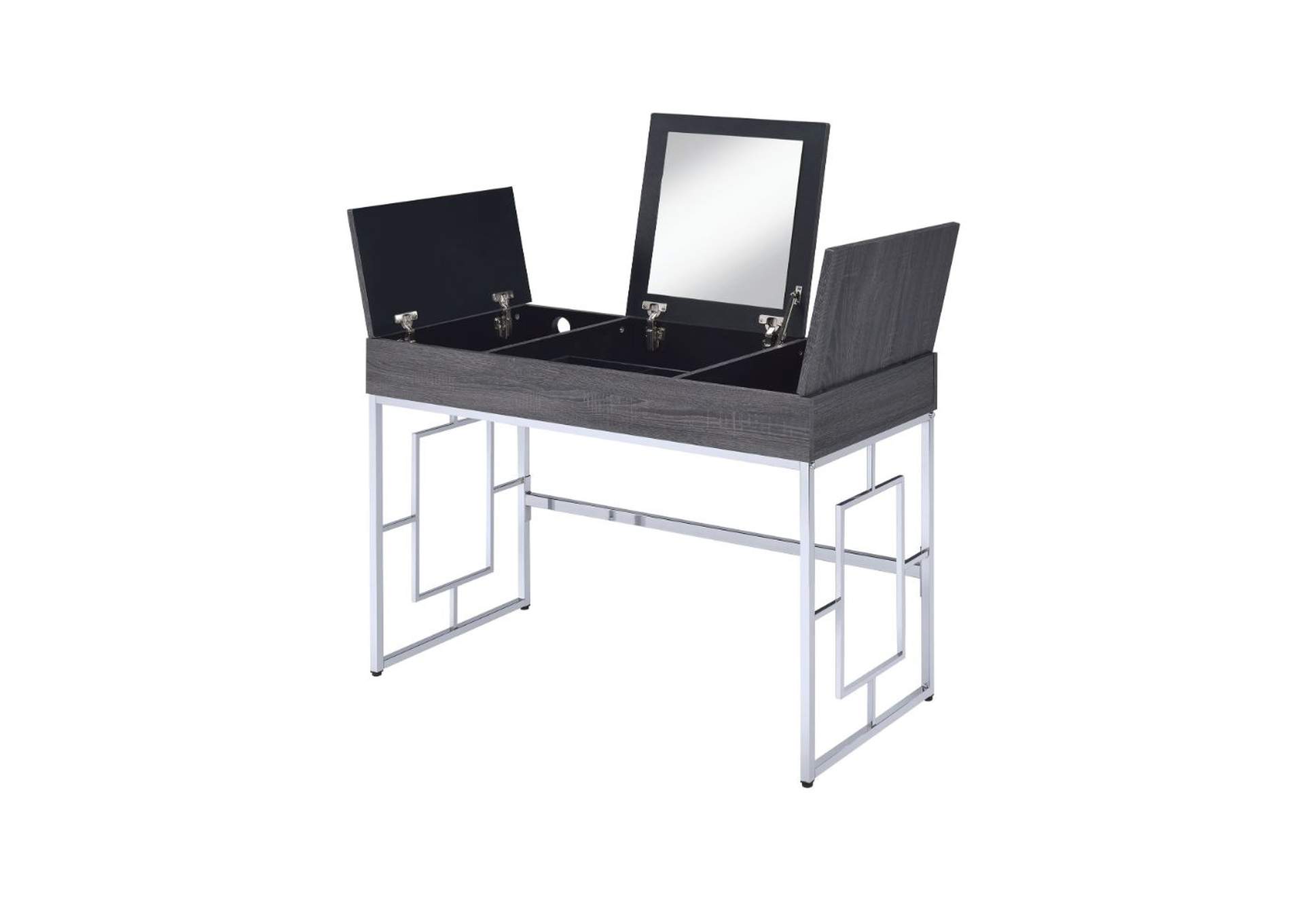 Saffron Vanity Desk, Black Oak and Chrome image 3