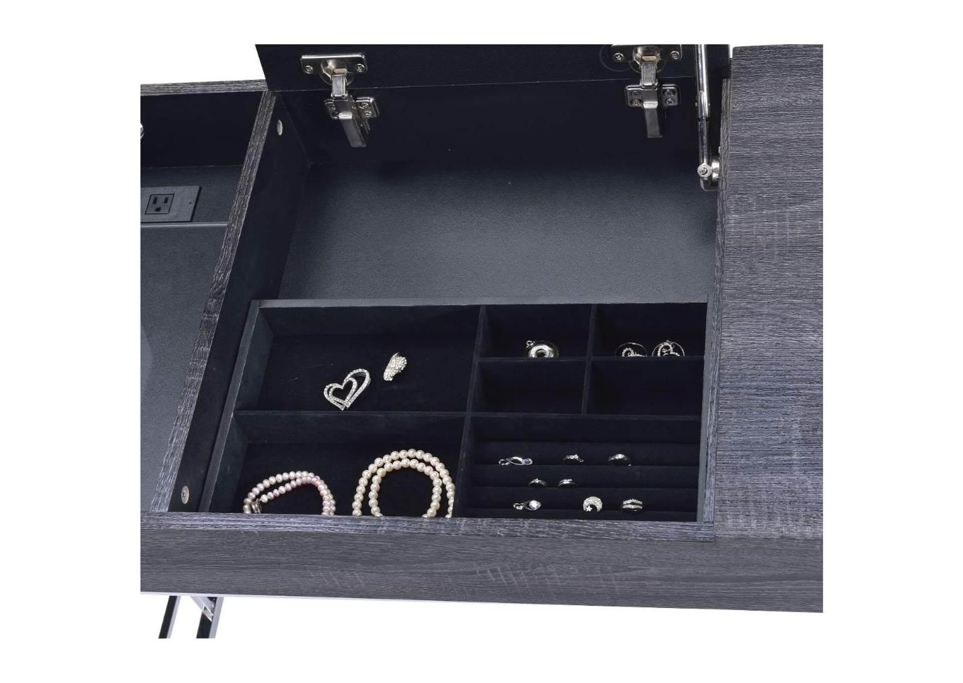 Saffron Vanity Desk, Black Oak and Chrome image 5