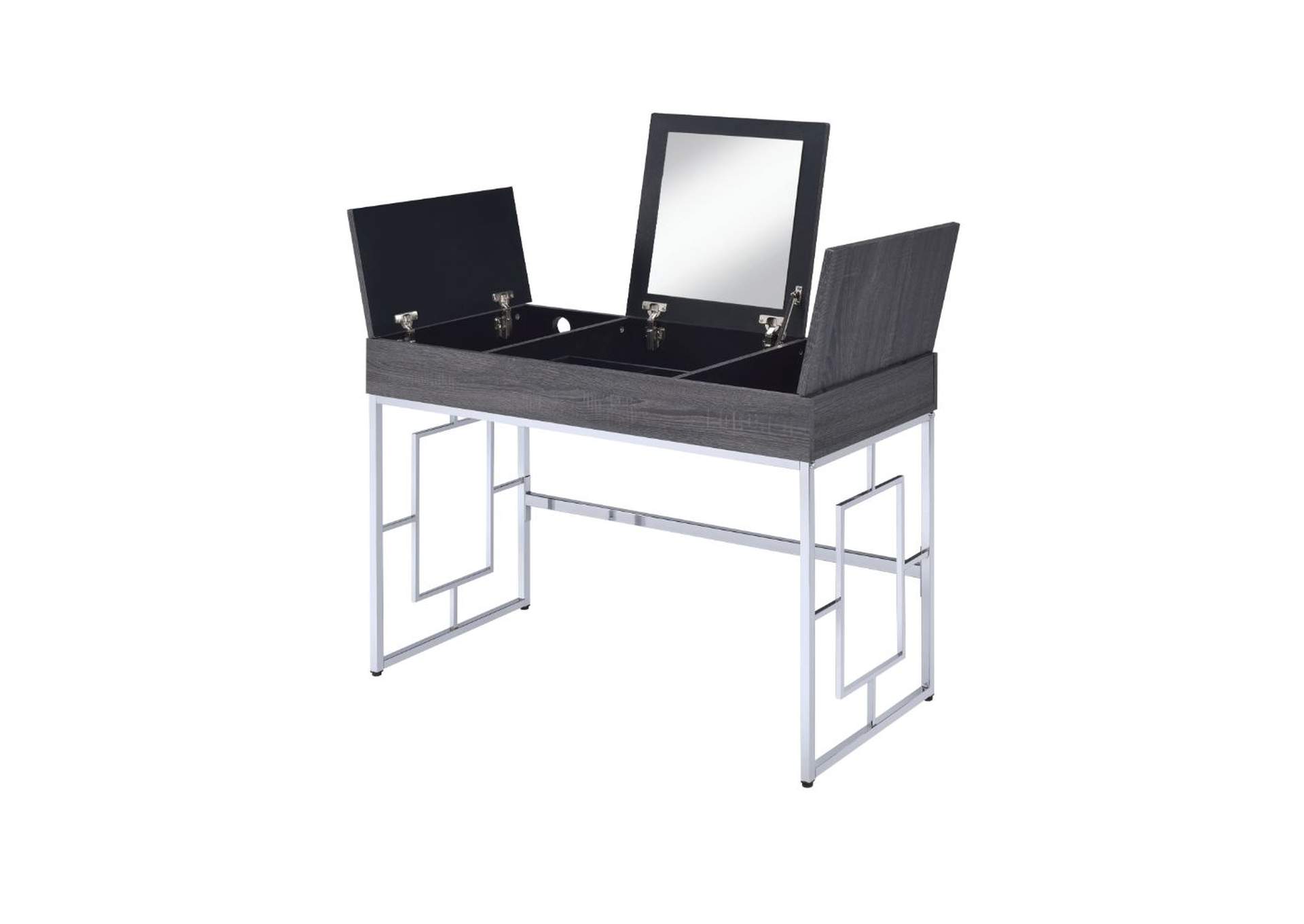 Saffron Vanity Desk, Black Oak and Chrome image 8