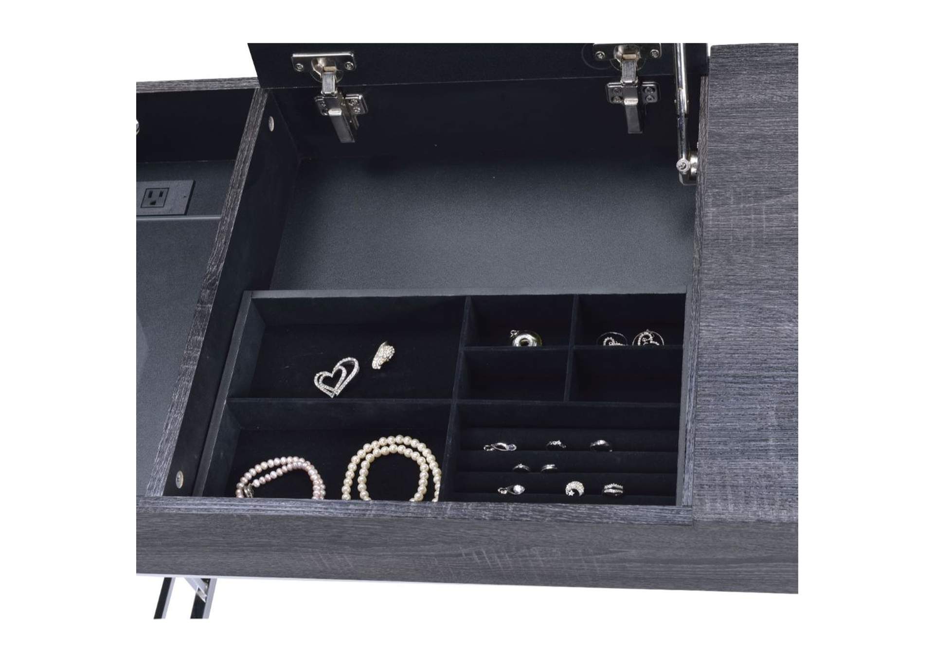 Saffron Vanity Desk, Black Oak and Chrome image 9