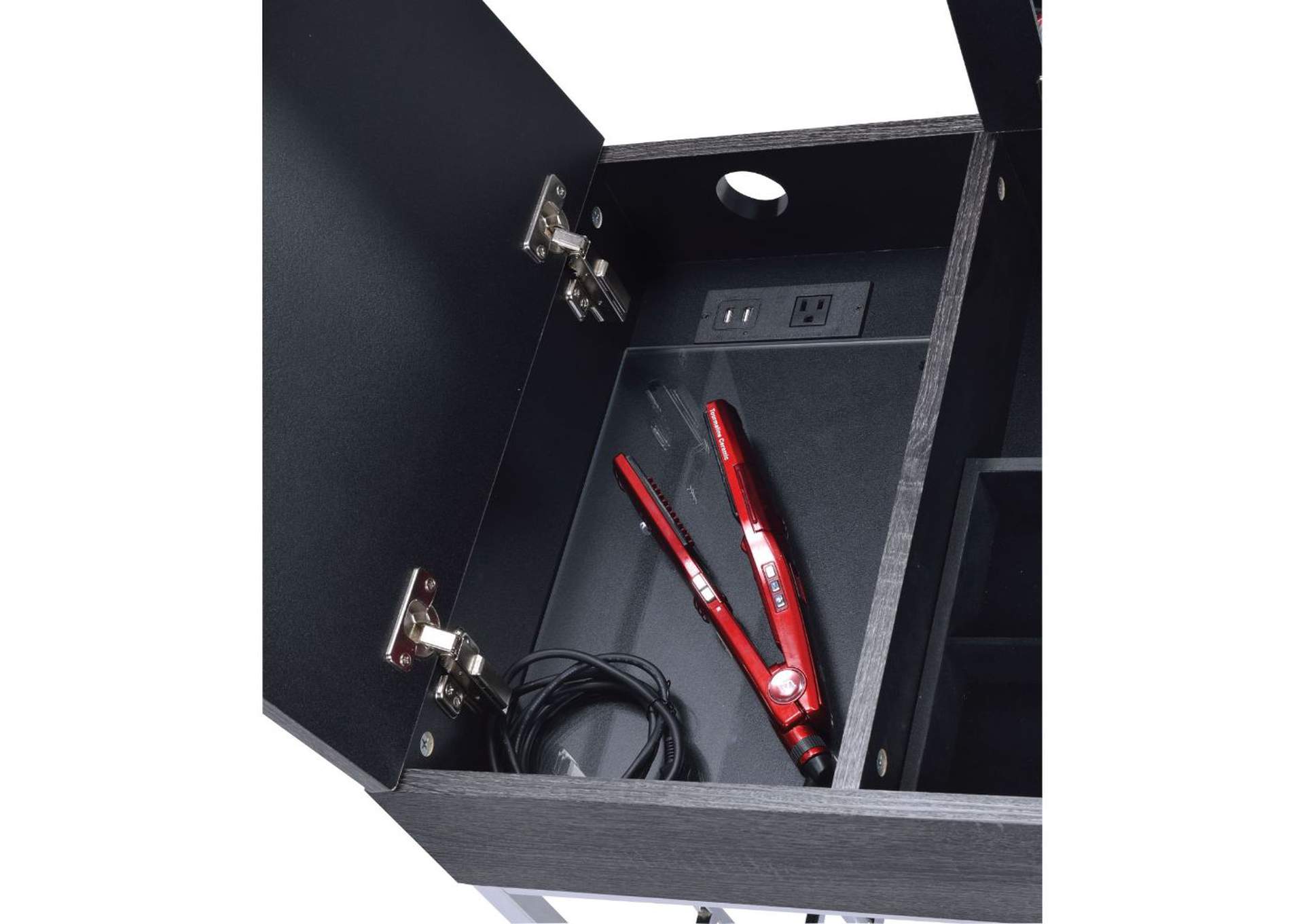 Saffron Vanity Desk, Black Oak and Chrome image 10
