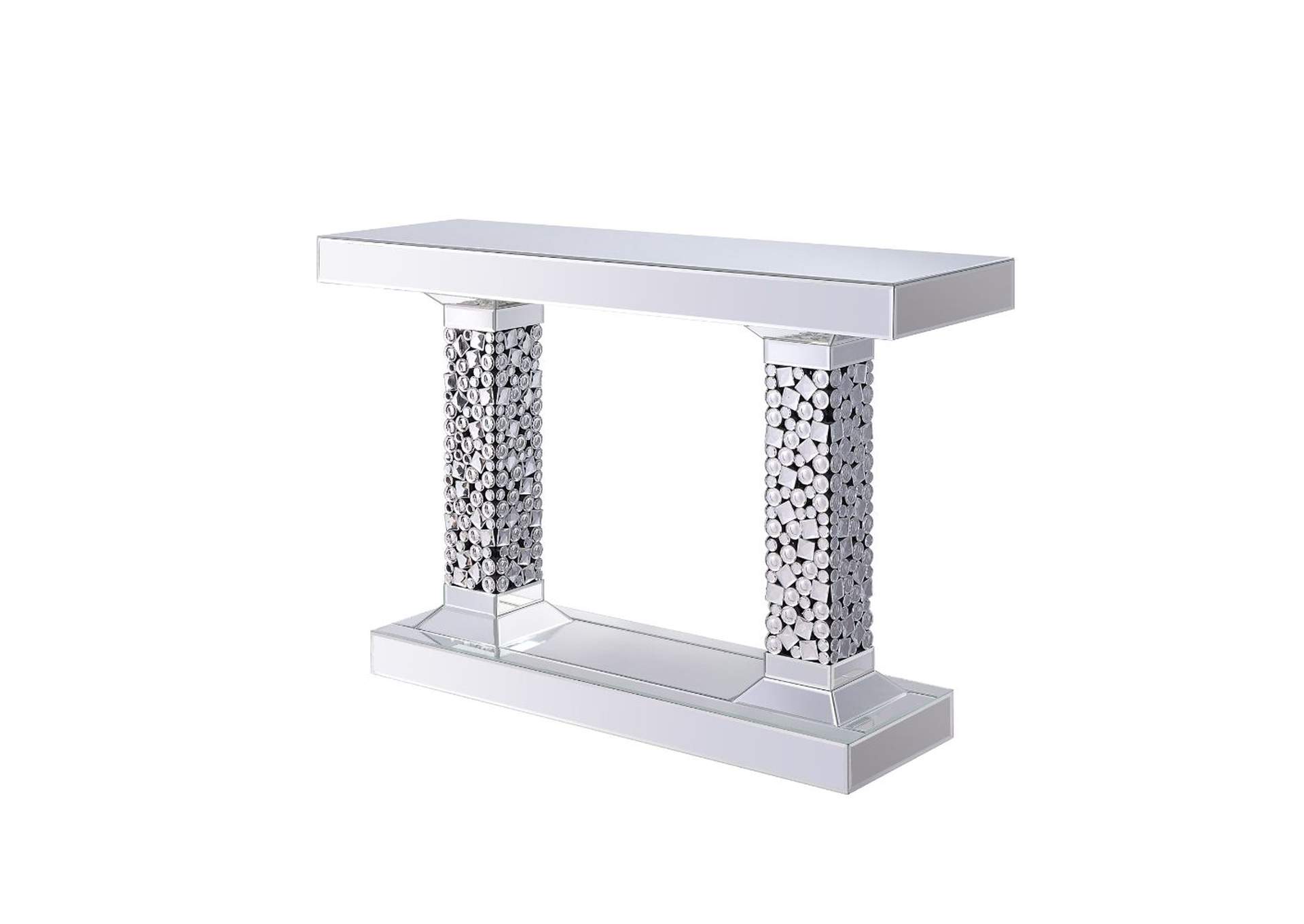Kachina Console Table, Mirrored and Faux Diamonds - 1 Set in 2 Cartons image 1