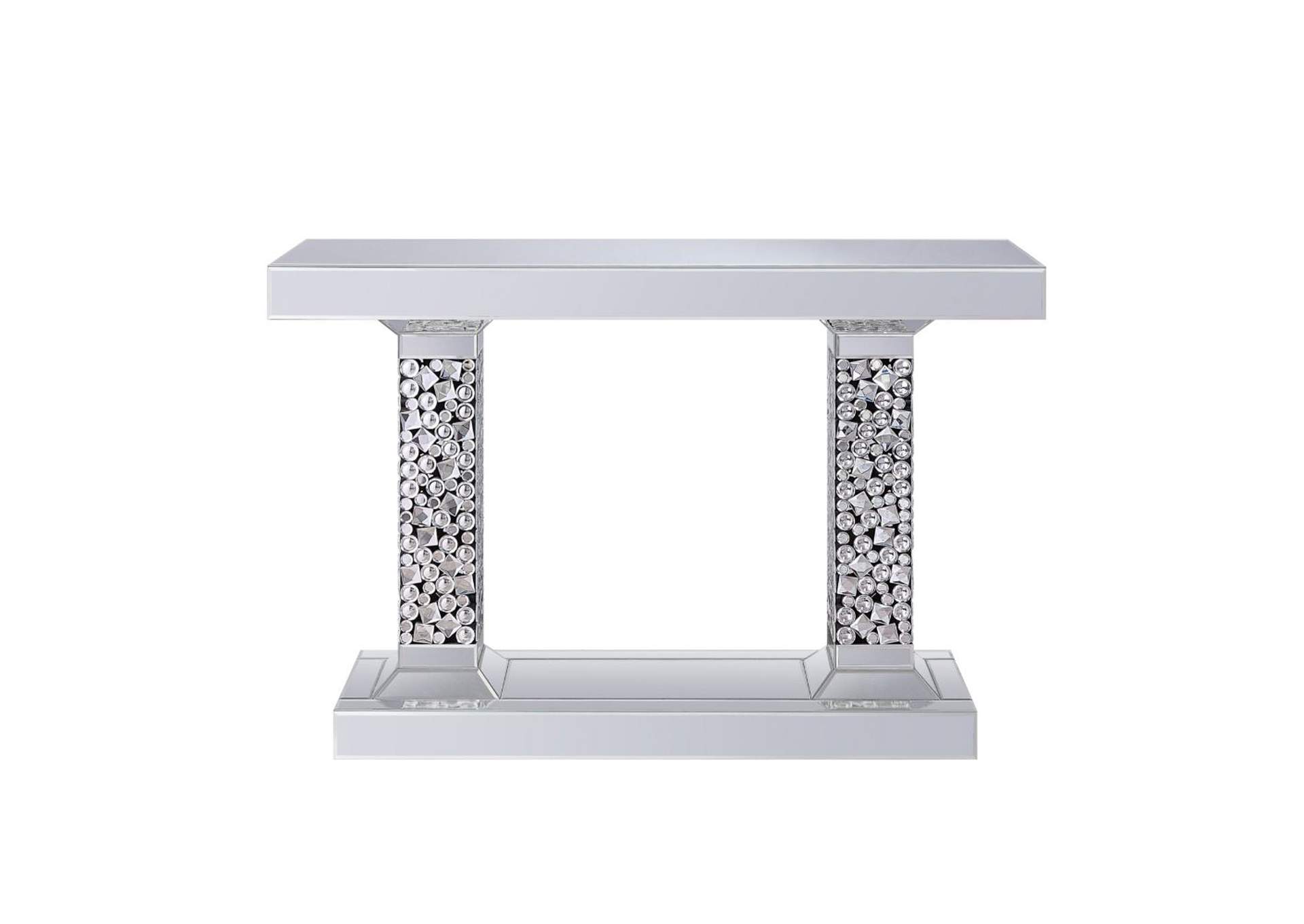Kachina Console Table, Mirrored and Faux Diamonds - 1 Set in 2 Cartons image 3