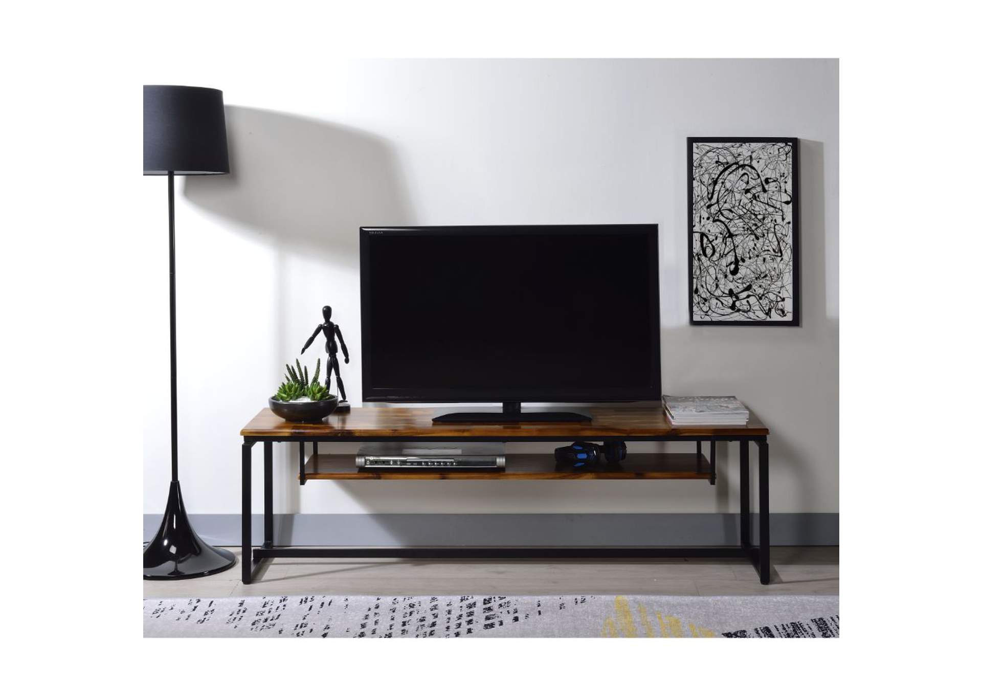 Jurgen TV Stand - 91375 - Industrial - Metal Tube, Wood - Solid Wood - Oak and Black