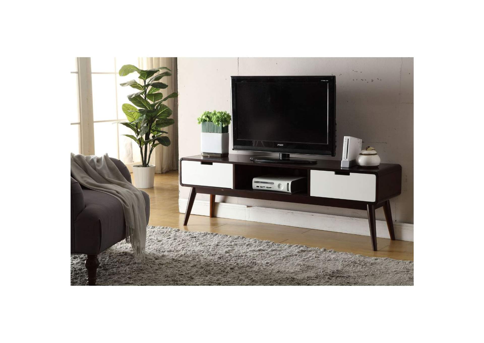 Christa TV Stand, Espresso and White image 8