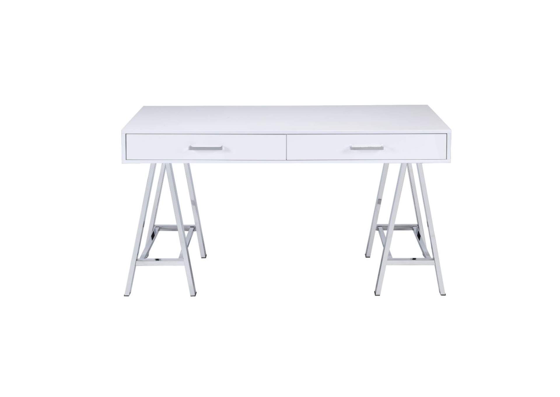 Coleen Desk, White High Gloss and Chrome image 3