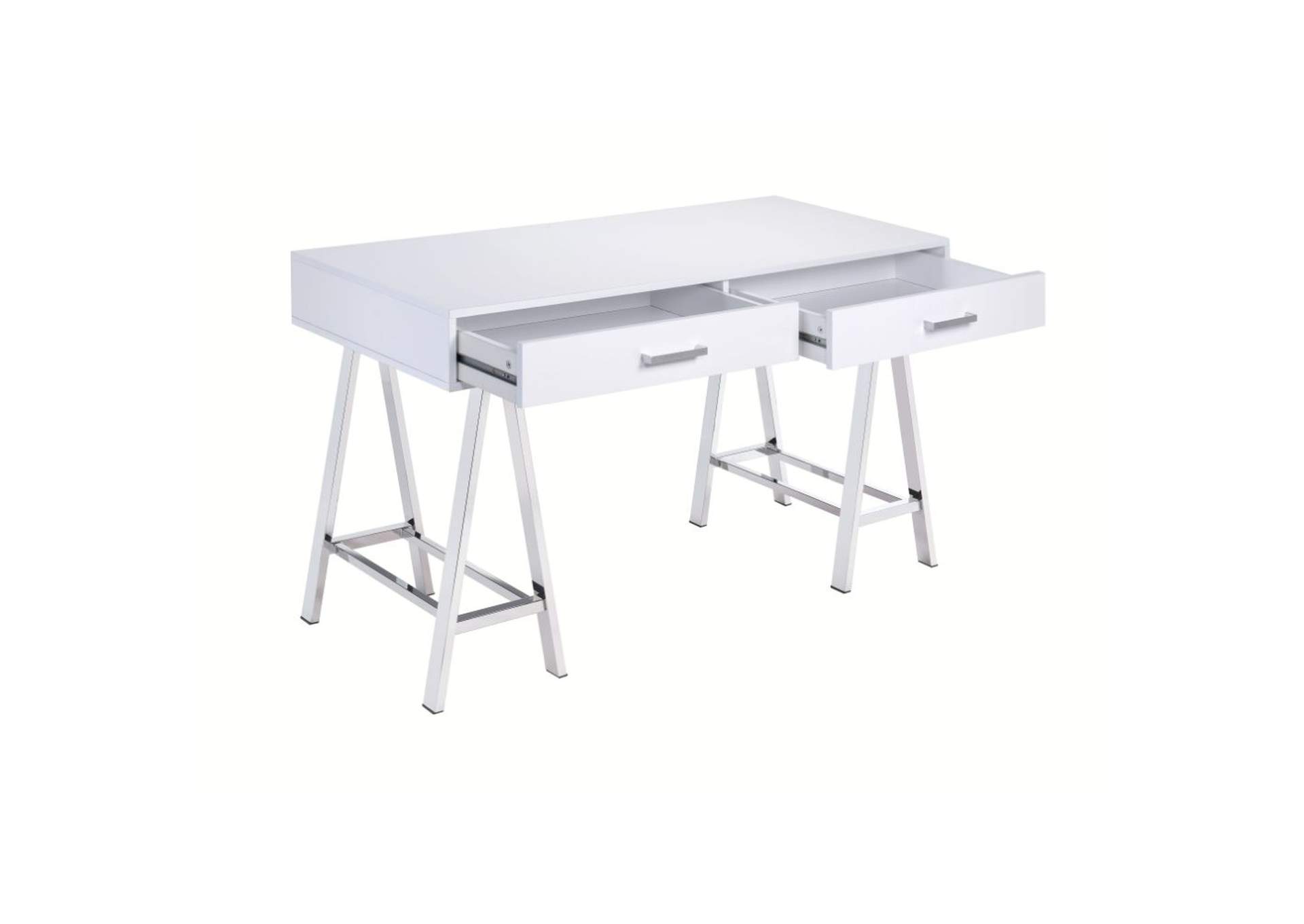 Coleen Desk, White High Gloss and Chrome image 4