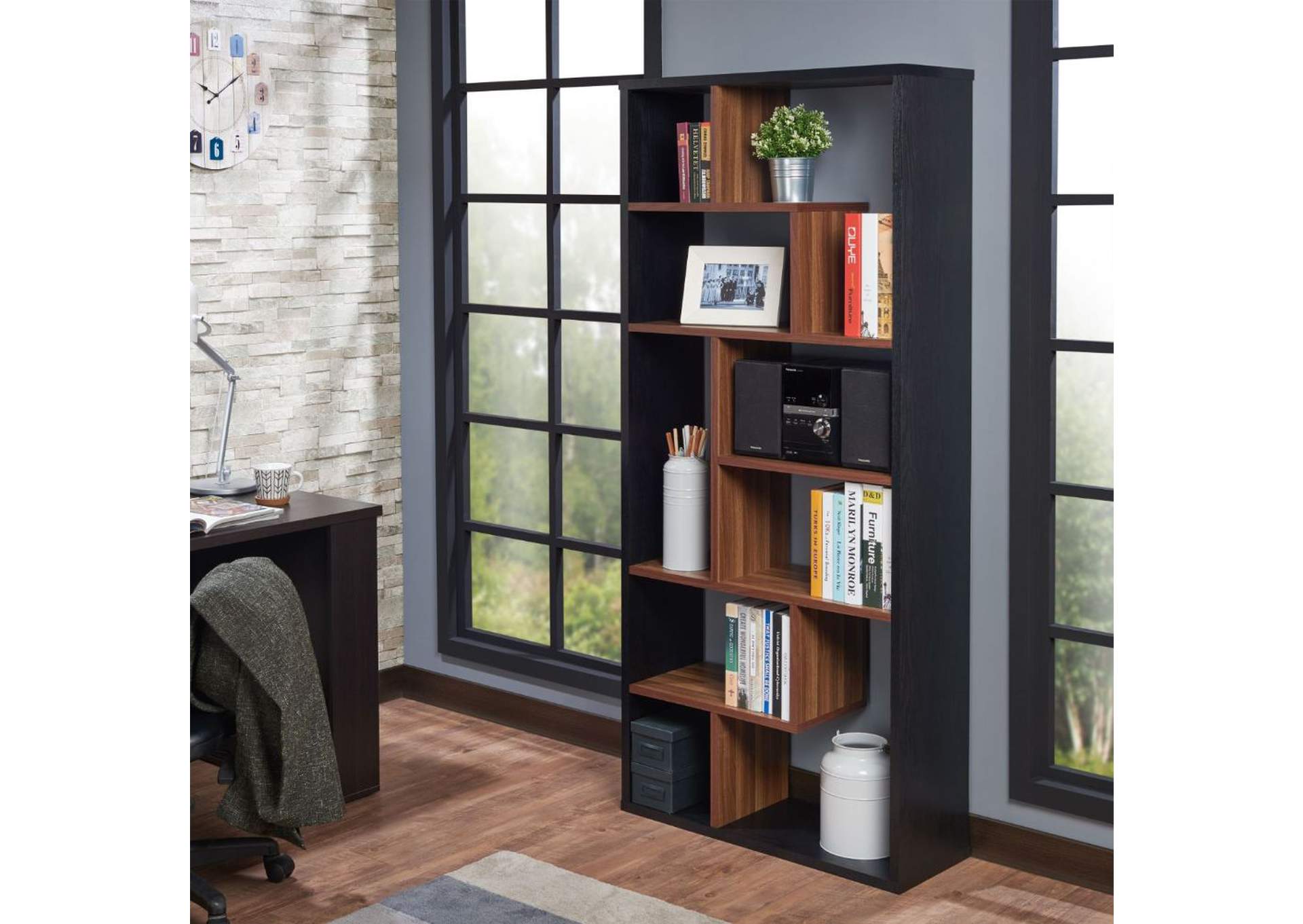 Mileta Ii Bookshelf, Black and Walnut image 5