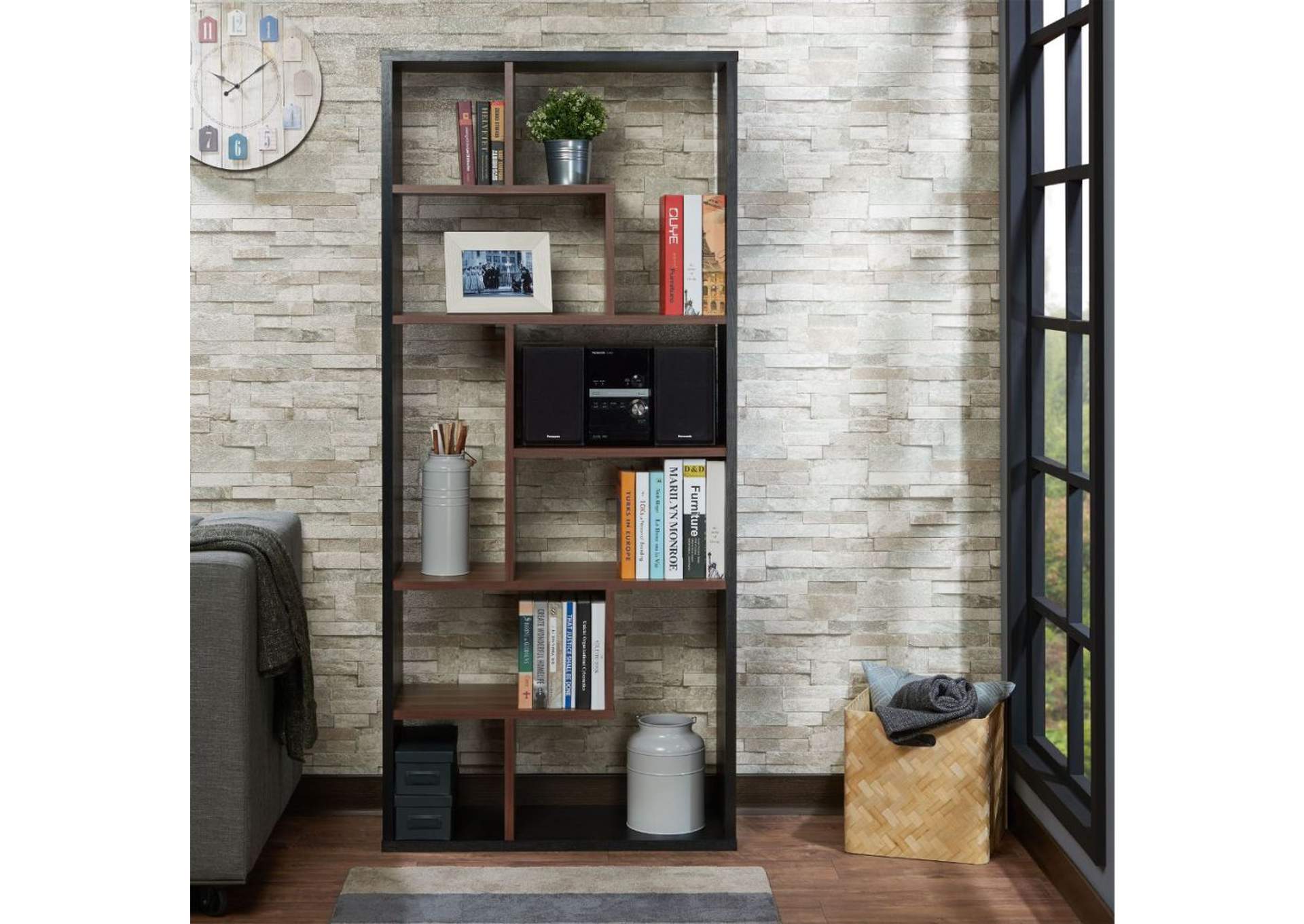 Mileta Ii Bookshelf, Black and Walnut image 6