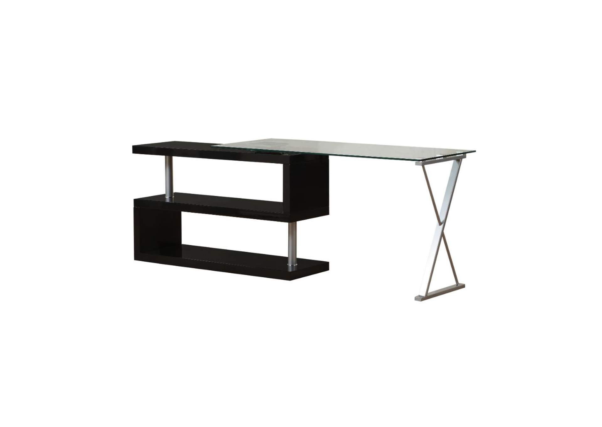 Buck Desk with Swivel, Black High Gloss and Clear Glass image 5