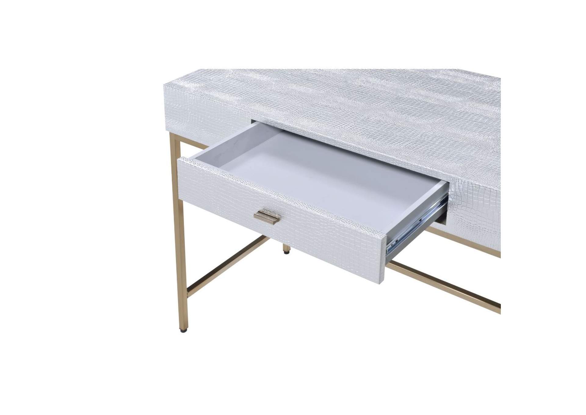 Piety Vanity Desk, Silver Pu and Champagne image 1