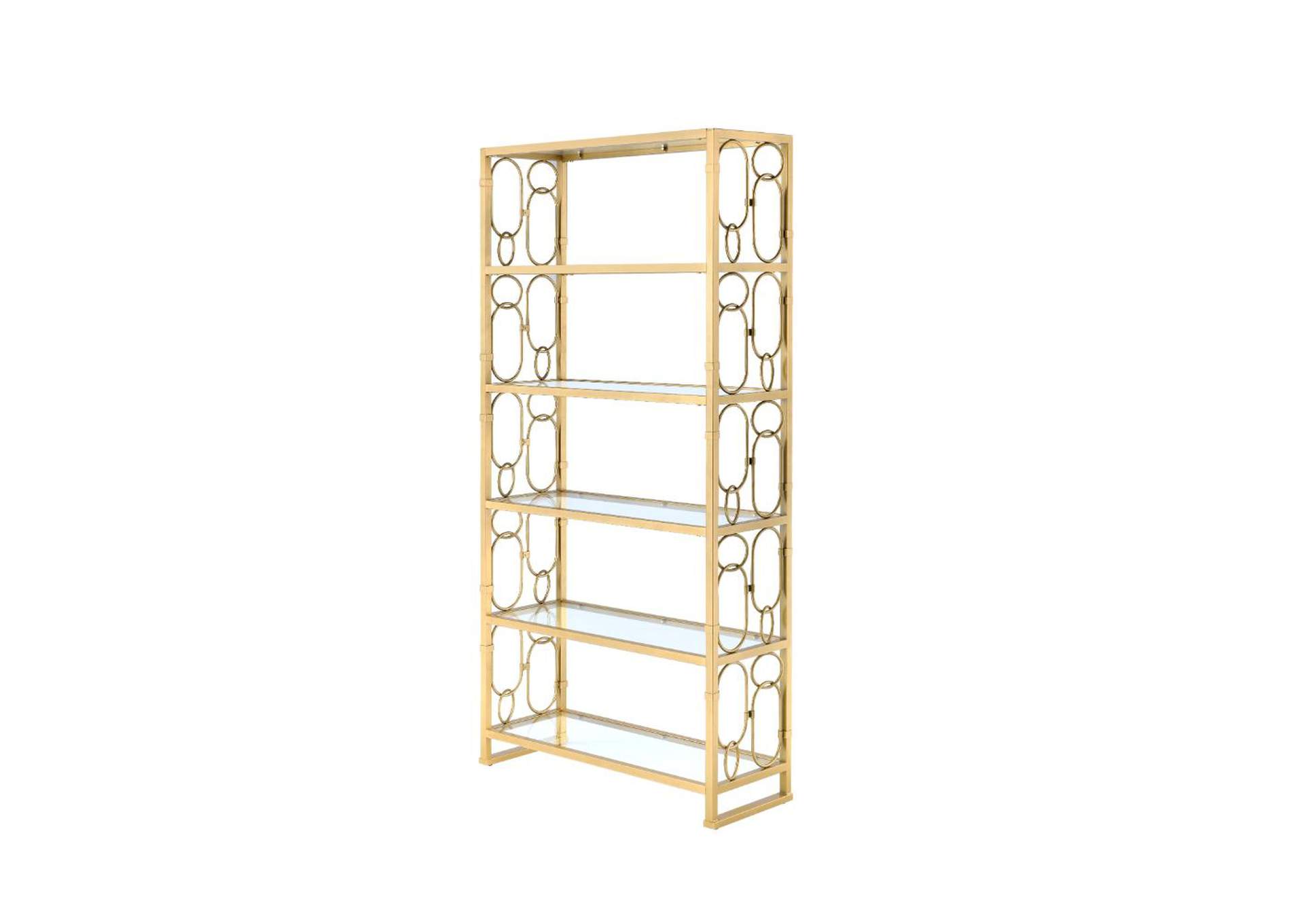 Milavera Bookshelf, Clear Glass and Gold - 1 Set in 2 Cartons image 1