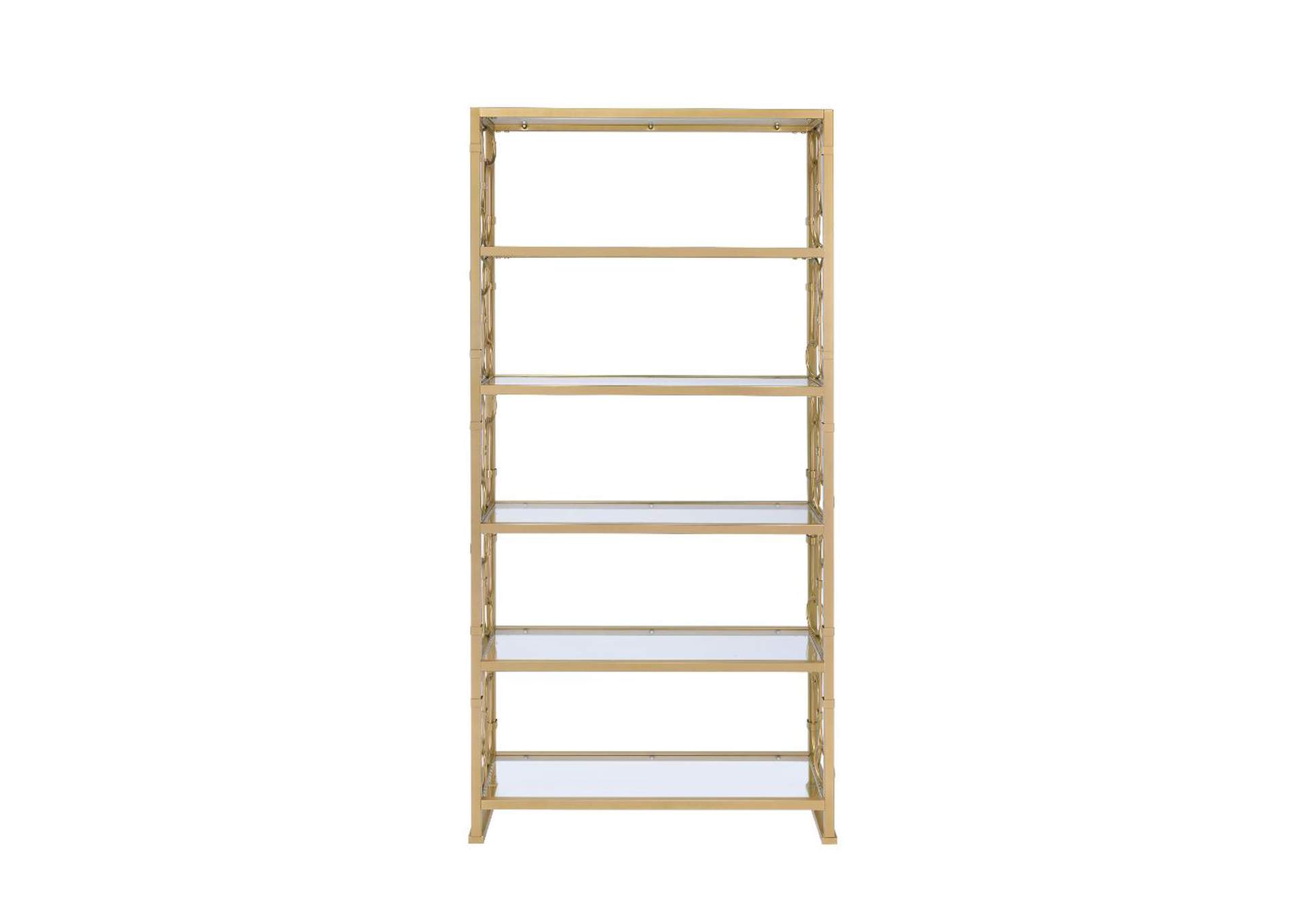 Milavera Bookshelf, Clear Glass and Gold - 1 Set in 2 Cartons image 3