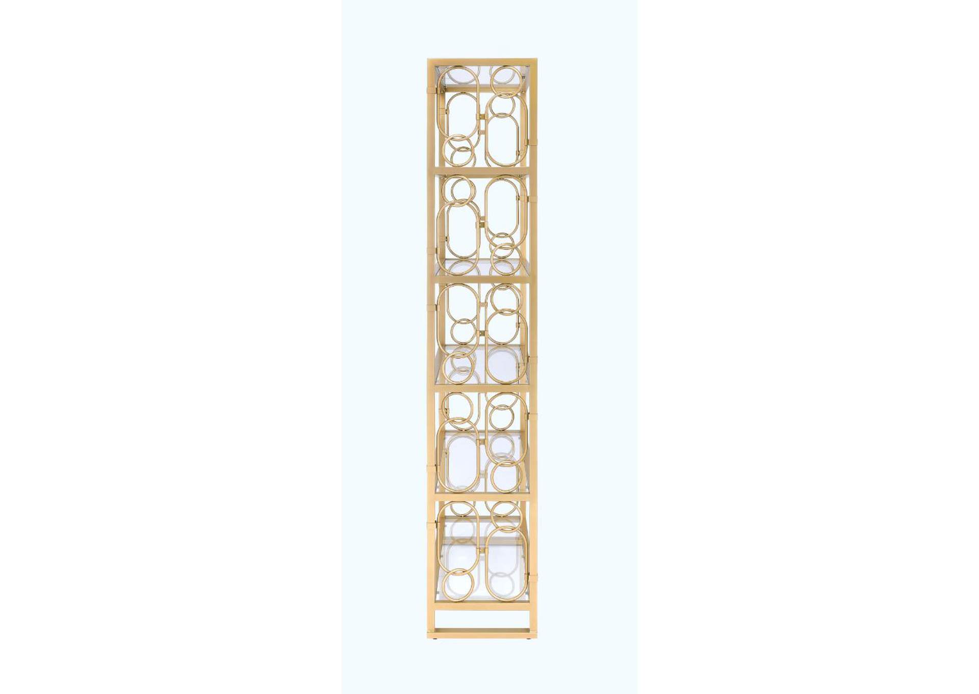 Milavera Bookshelf, Clear Glass and Gold - 1 Set in 2 Cartons image 4