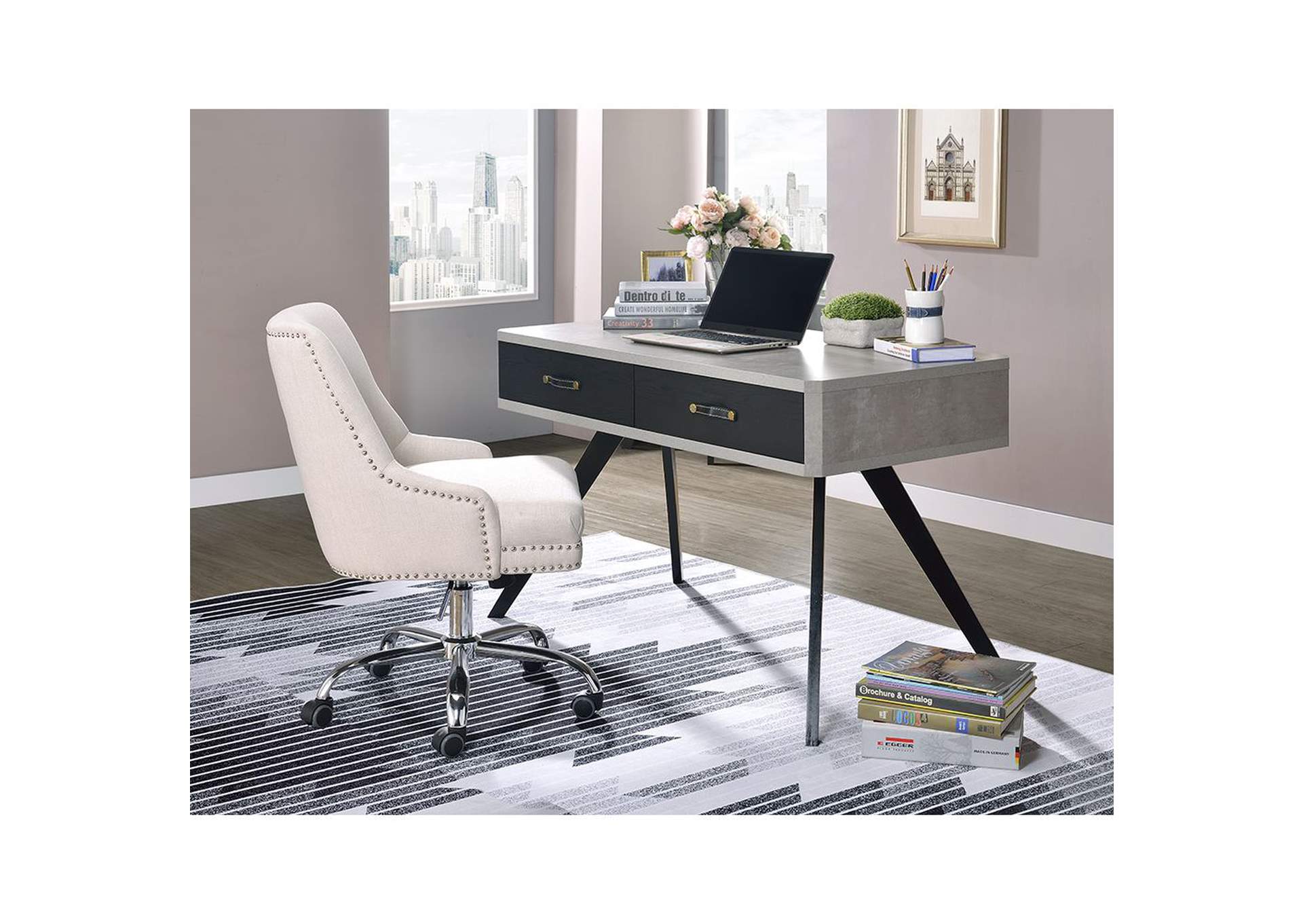 Magna Desk, Faux Concrete and Black image 8