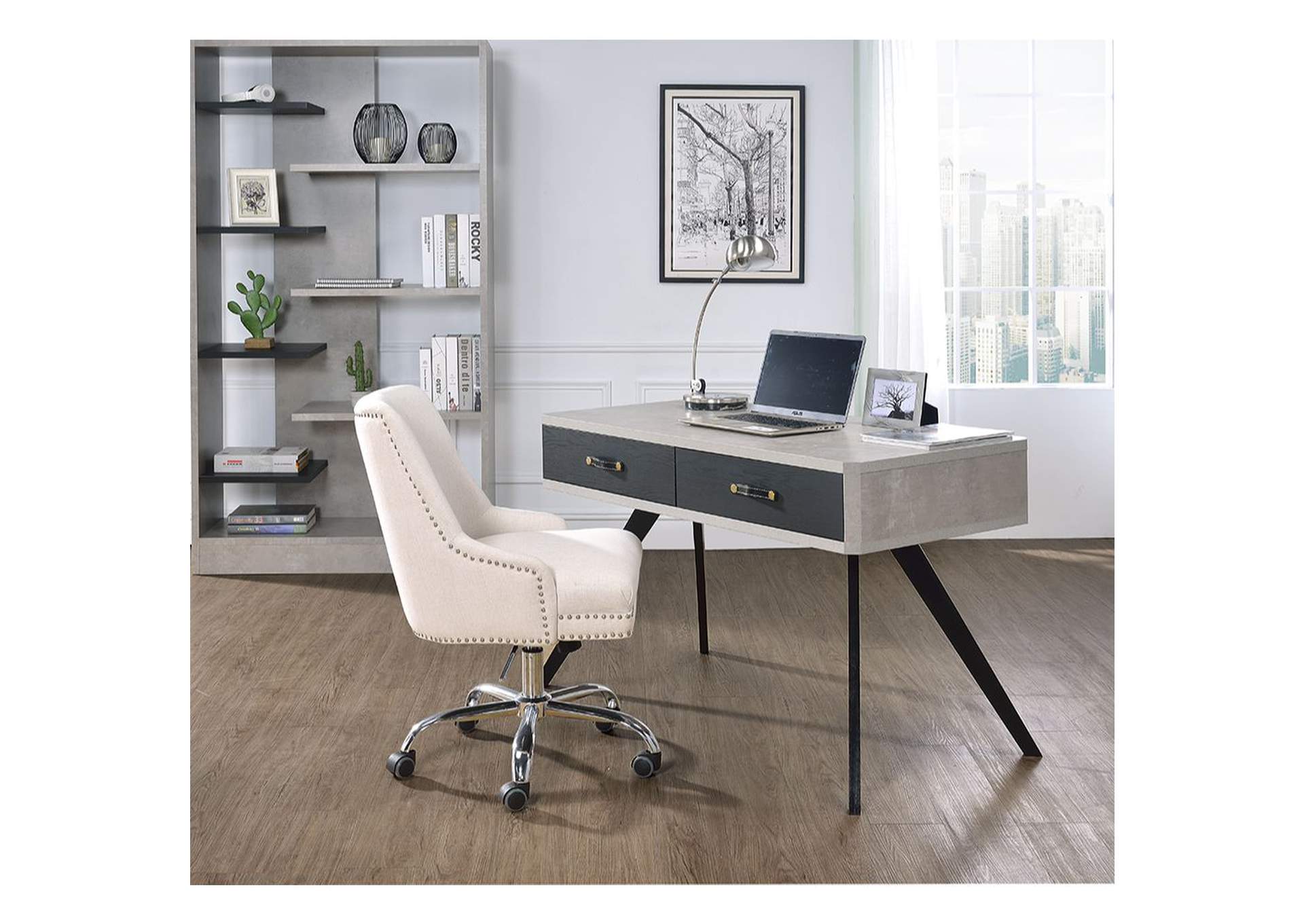 Magna Desk, Faux Concrete and Black image 9