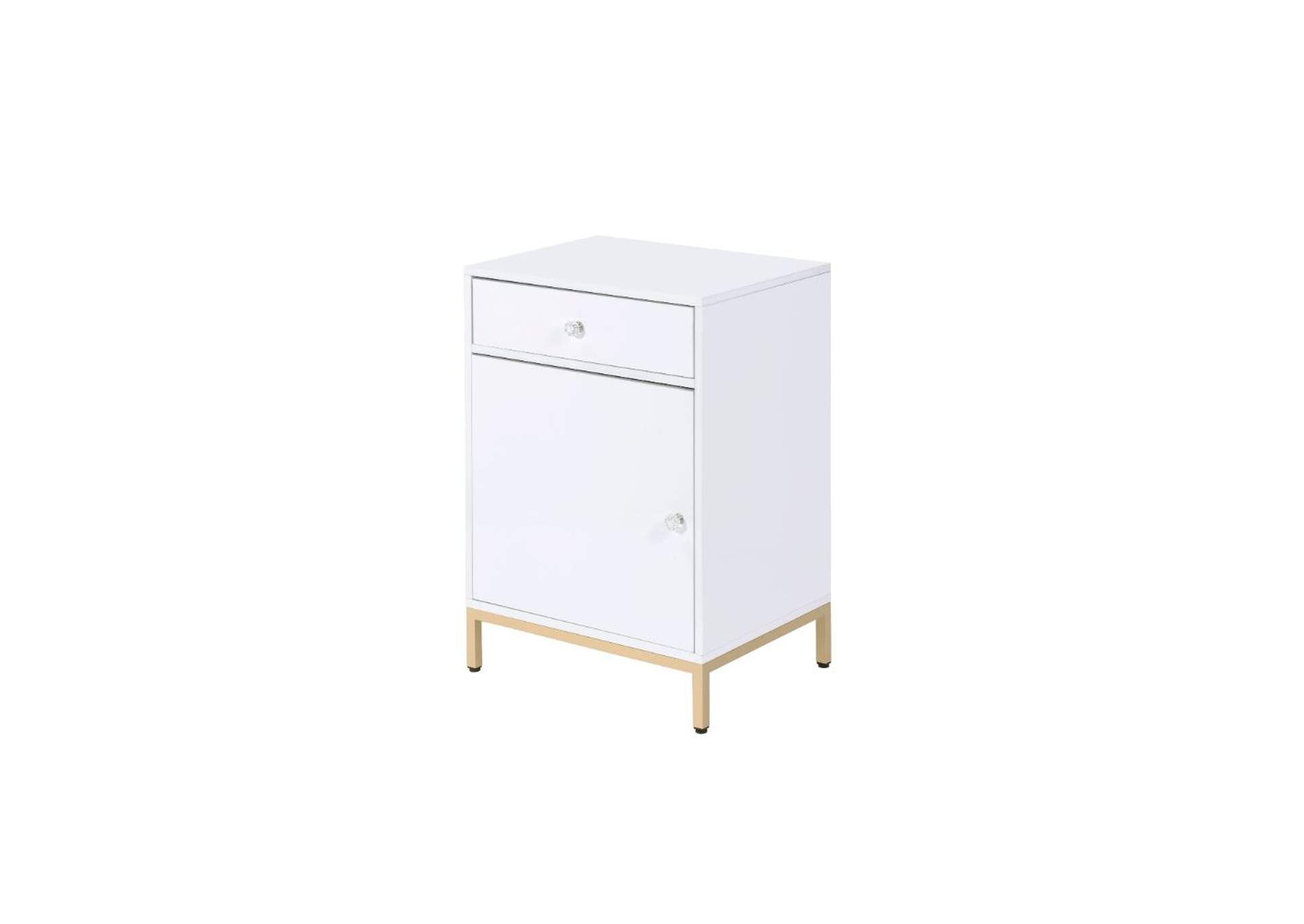 Ottey Cabinet, White High Gloss and Gold image 1