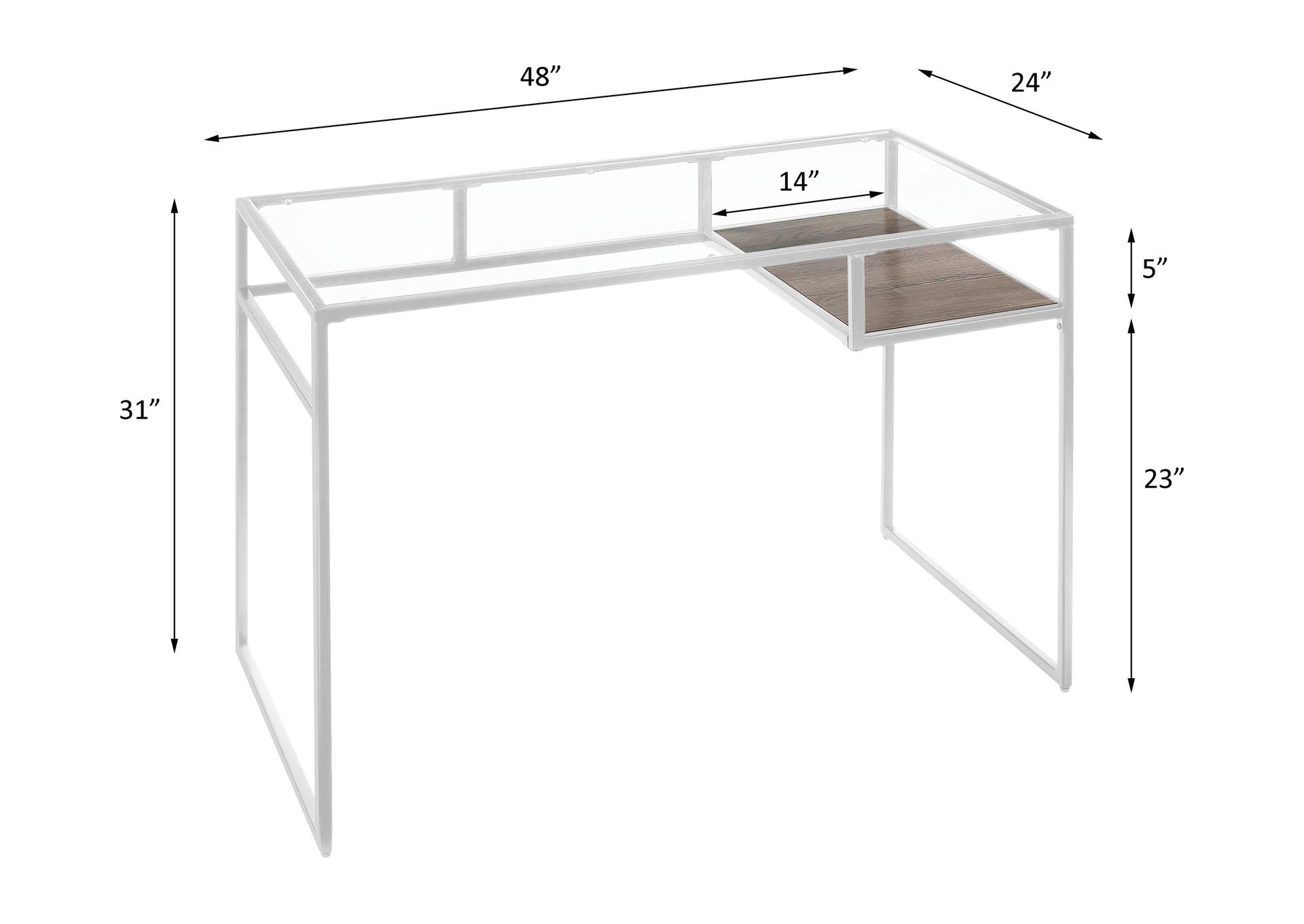 Yasin Desk, White and Glass image 3