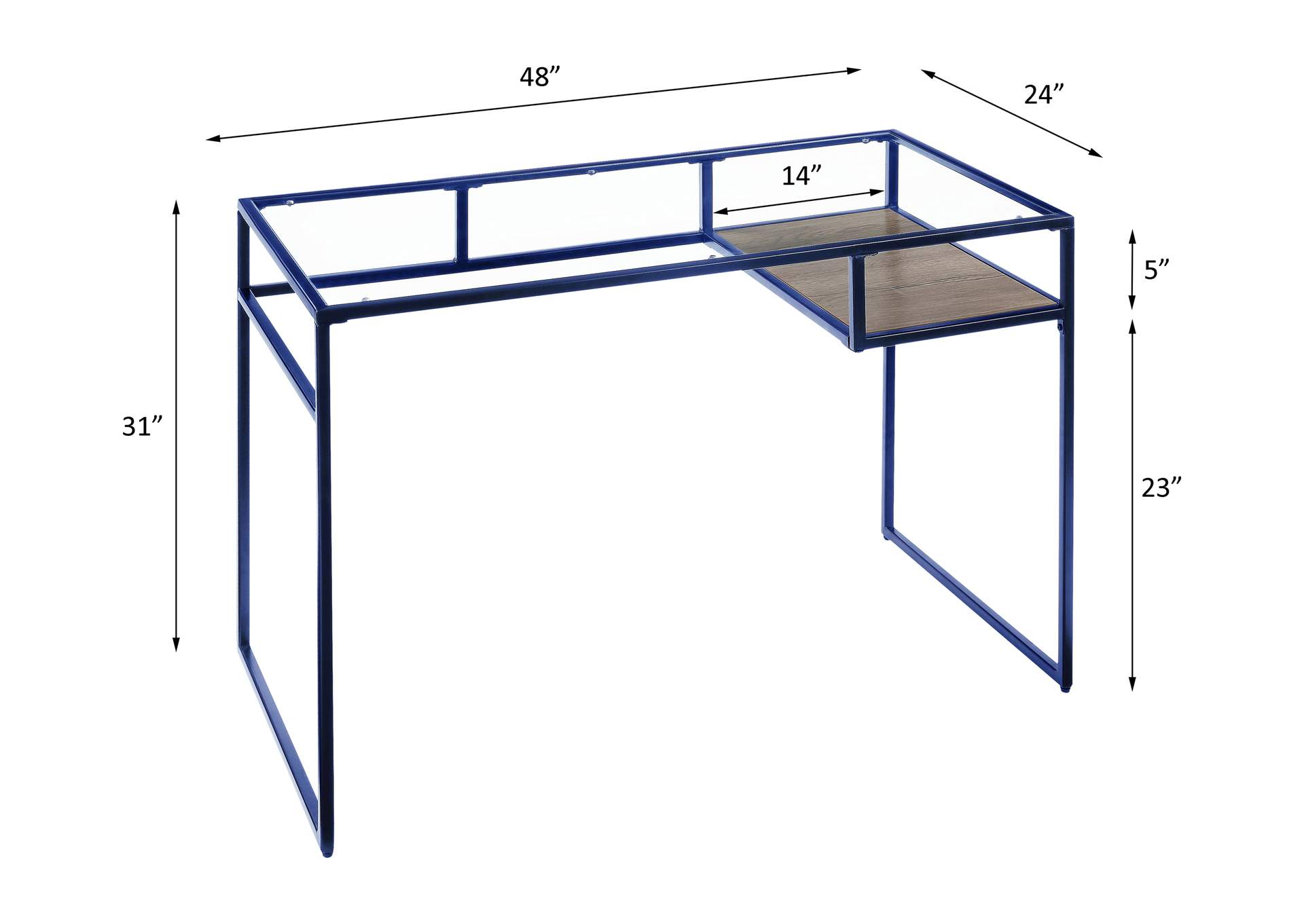 Yasin Desk, Blue and Glass