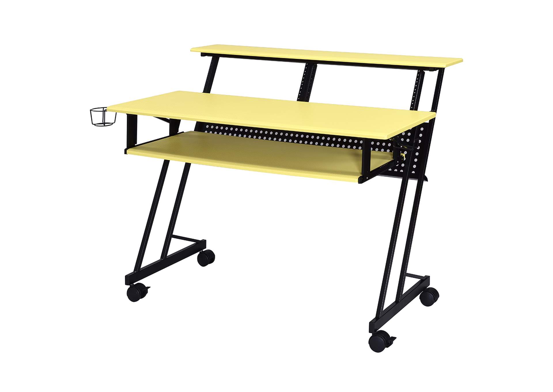 Suitor Computer Desk - 92904 - Industrial, Contemporary - Metal Tube - Steel, Veneer - Pvc, Mdf - Yellow and Black