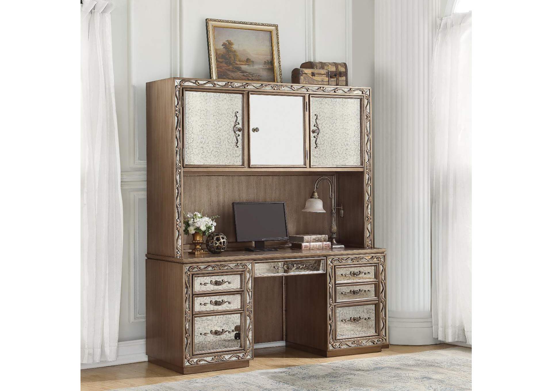 Orianne Executive Computer Desk with Hutch image 1