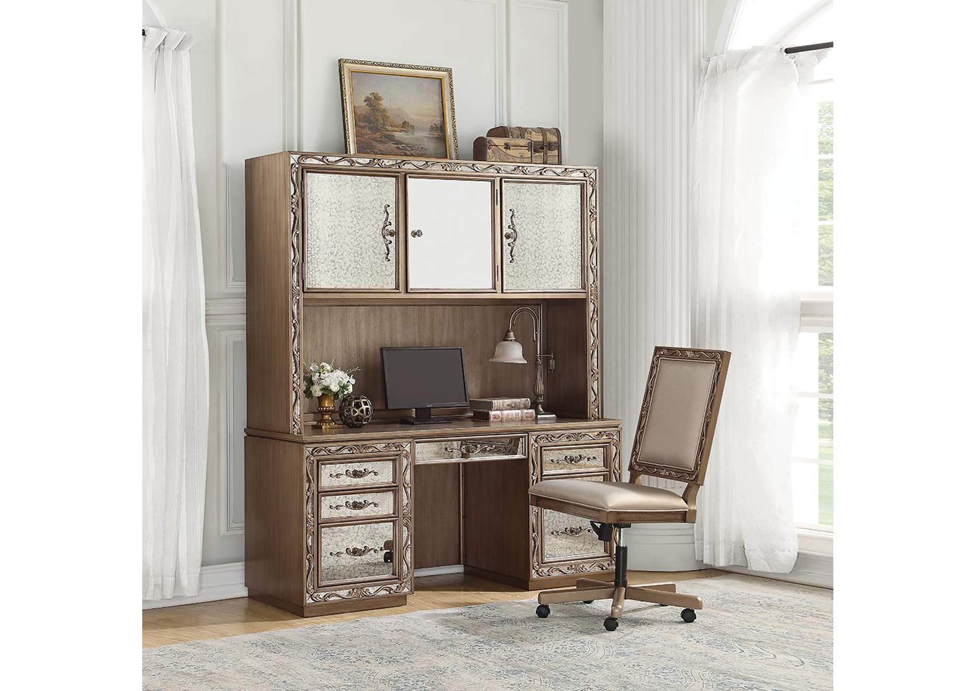 Orianne Executive Computer Desk with Hutch image 12