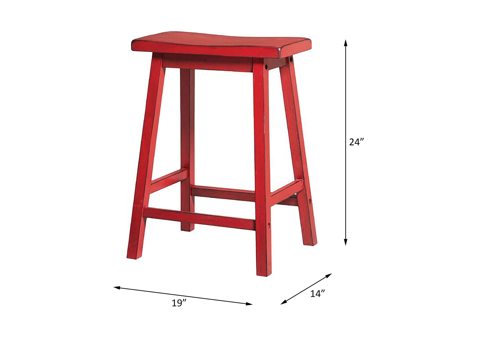 Gaucho Counter Height Stool - Set of 2, Antique Red, 24