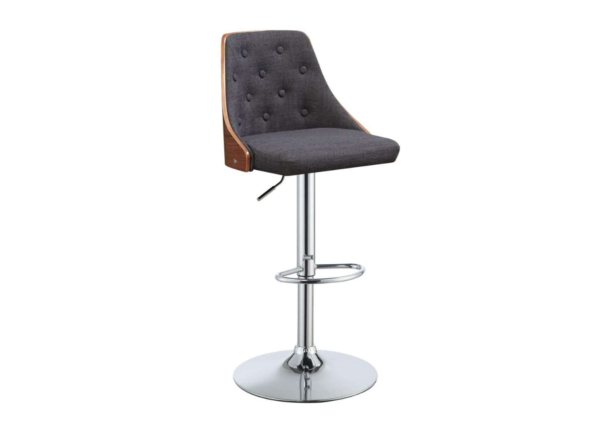 Camila Adjustable Stool with Swivel - 1 Piece, Linen and Walnut, 25"~33" Seat Height image 1