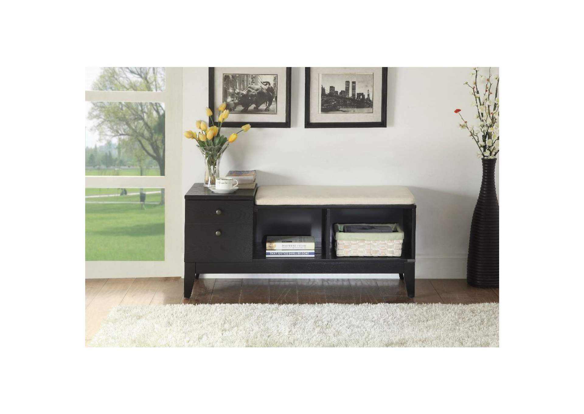 Boyet Bench with Storage, Fabric and Black image 8