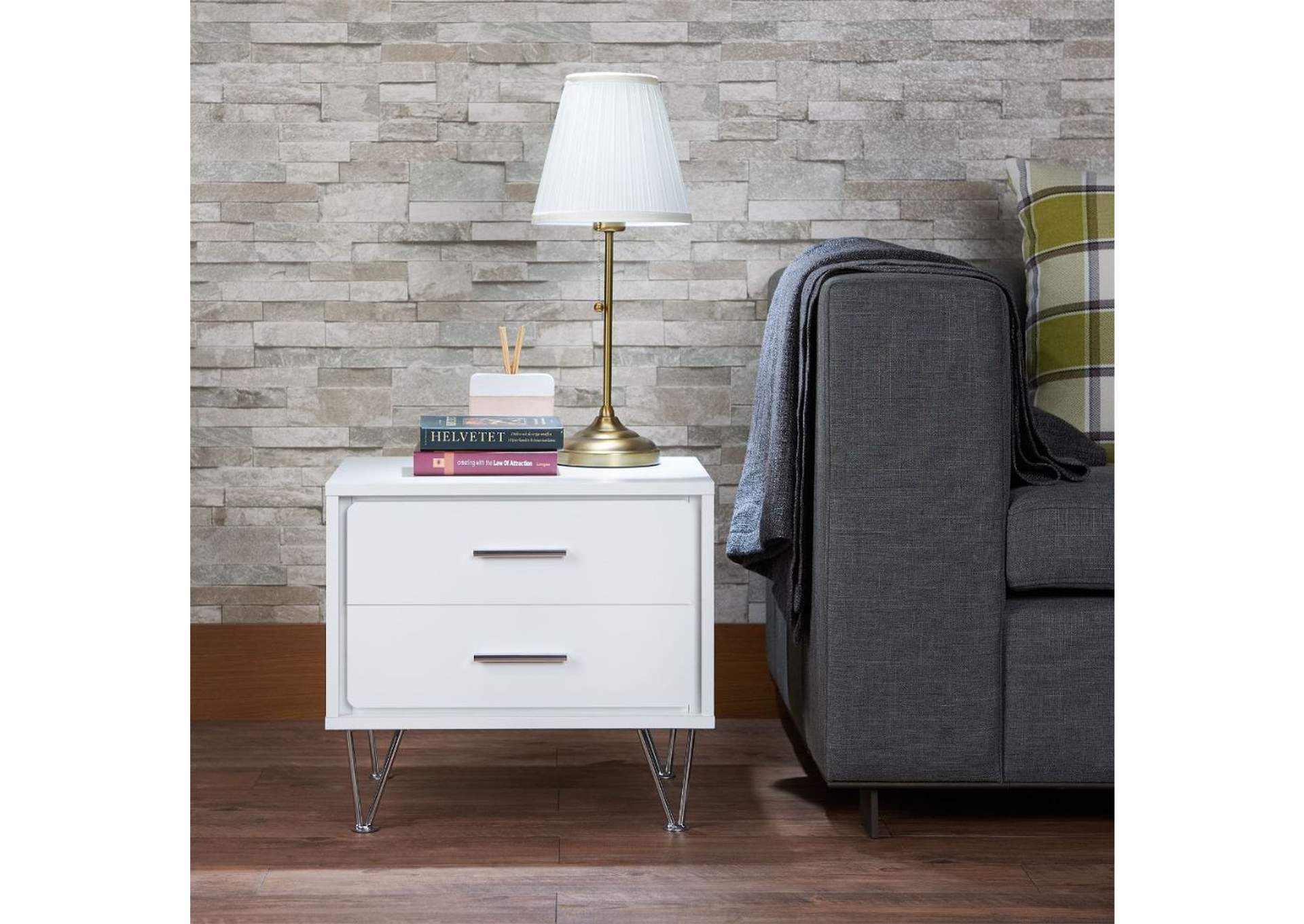 Deoss Night Table, White