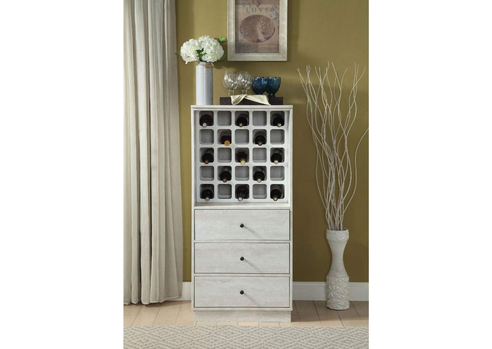 Wiesta Wine Cabinet, Antique White image 1