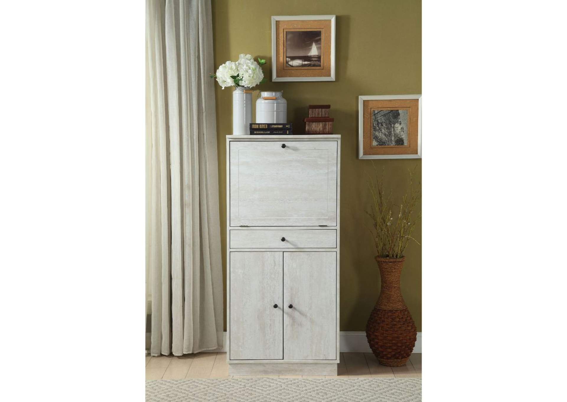 Wiesta Wine Cabinet, Antique White image 1