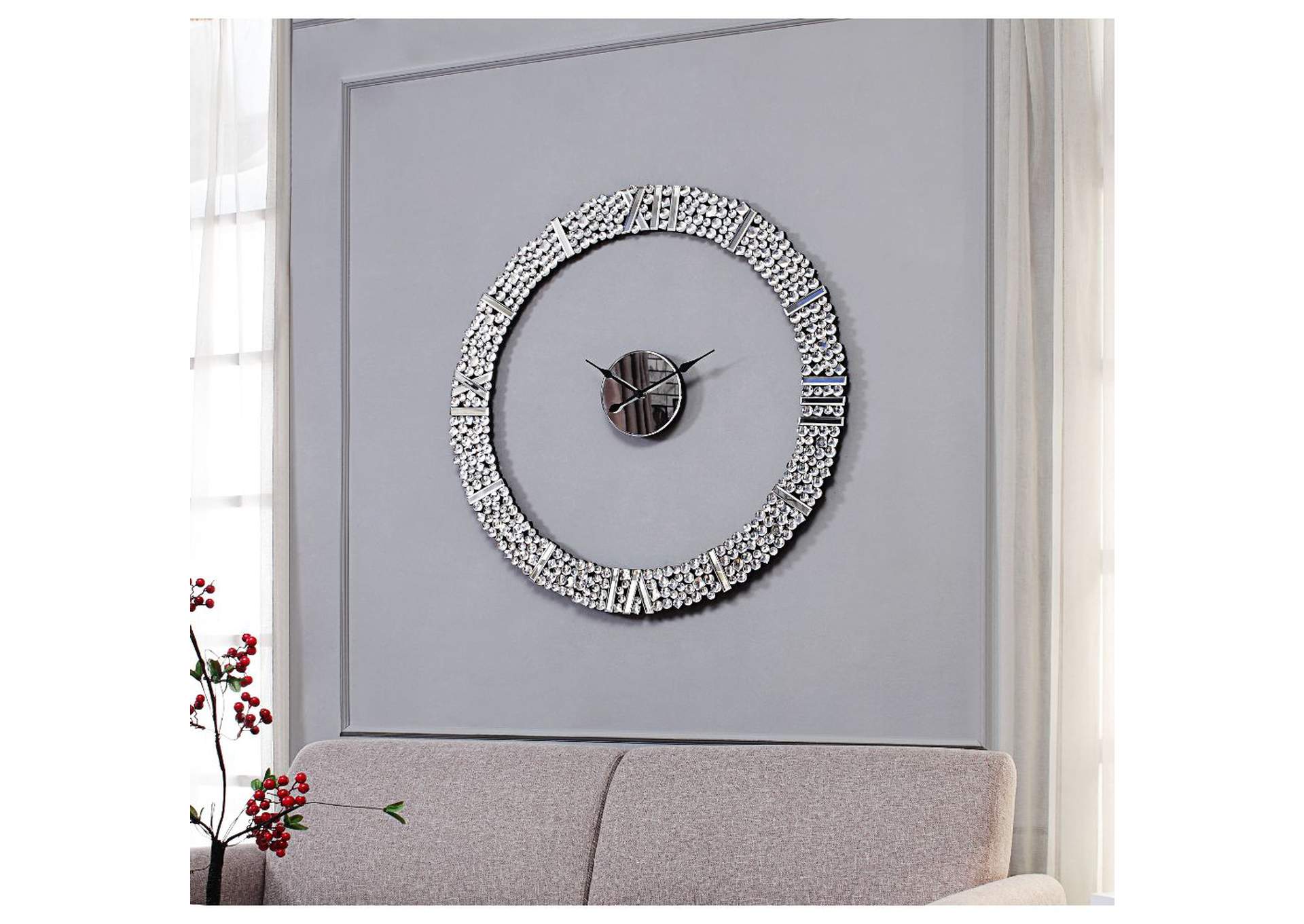 Kachina Wall Clock, Mirrored and Faux Gems image 3