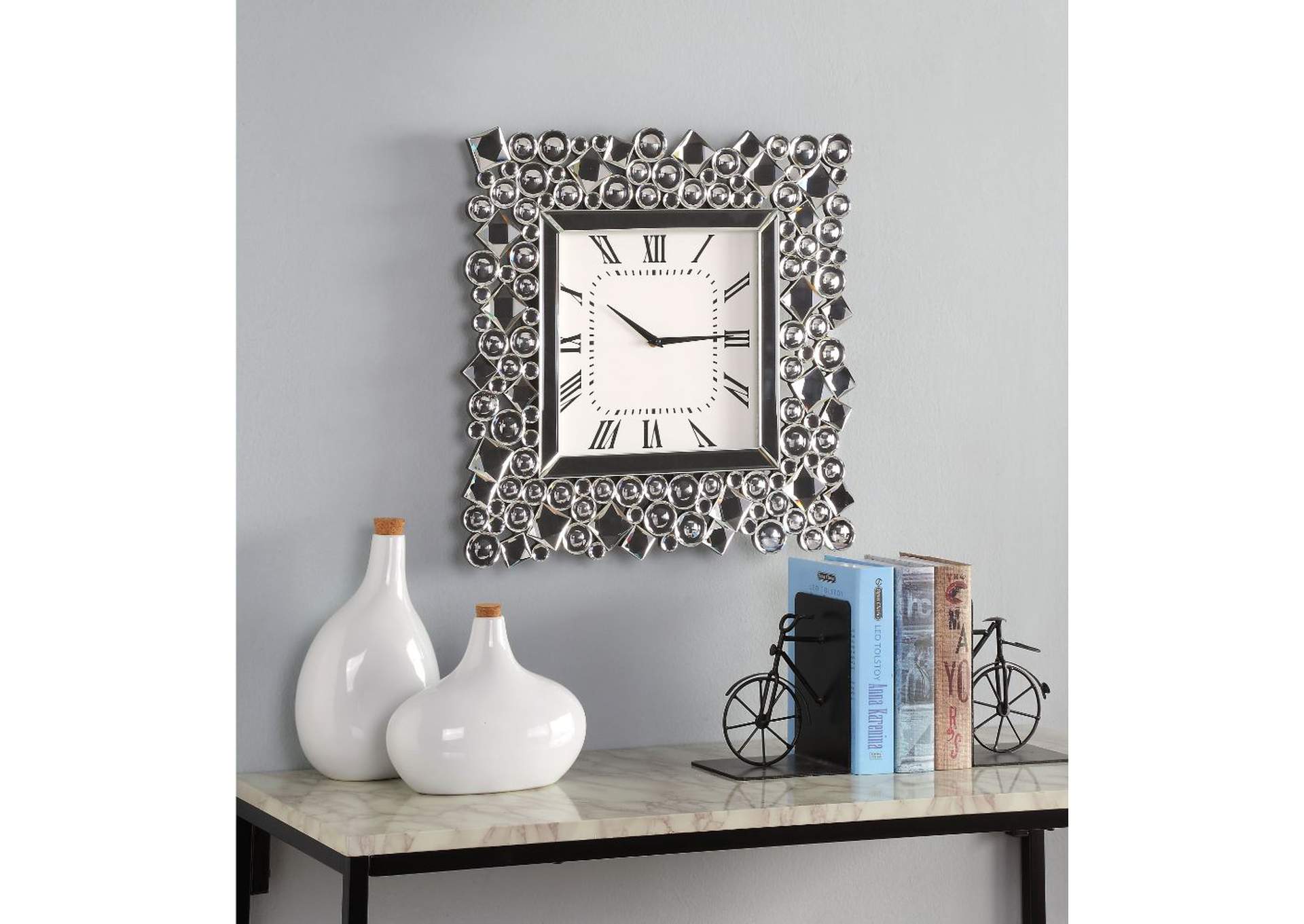 Kachina Wall Clock, Mirrored and Faux Gems image 3