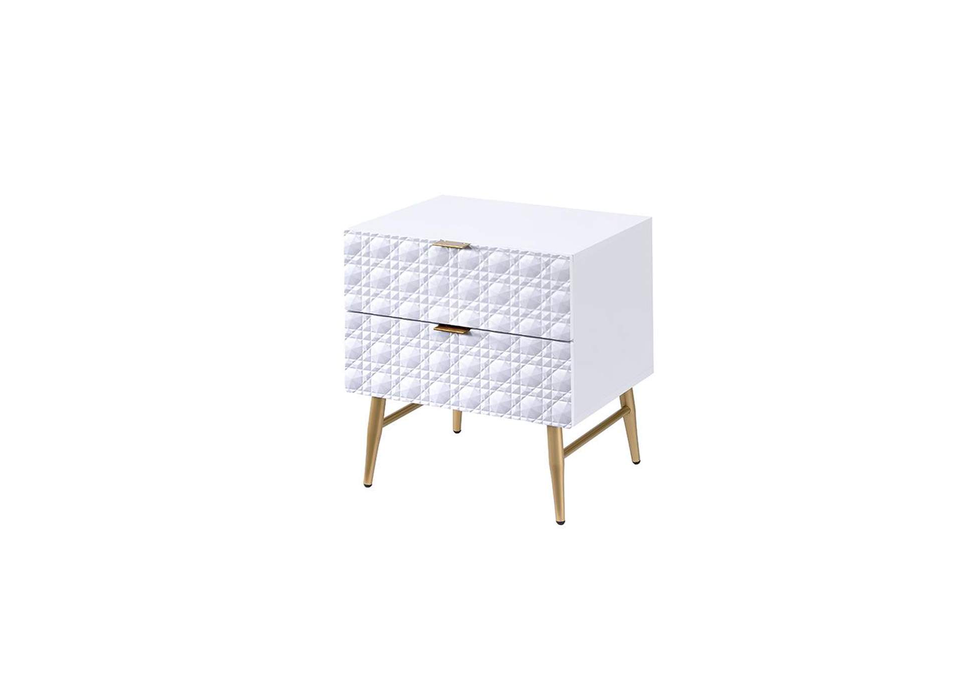 Maisey Ii Night Table, White and Gold image 3