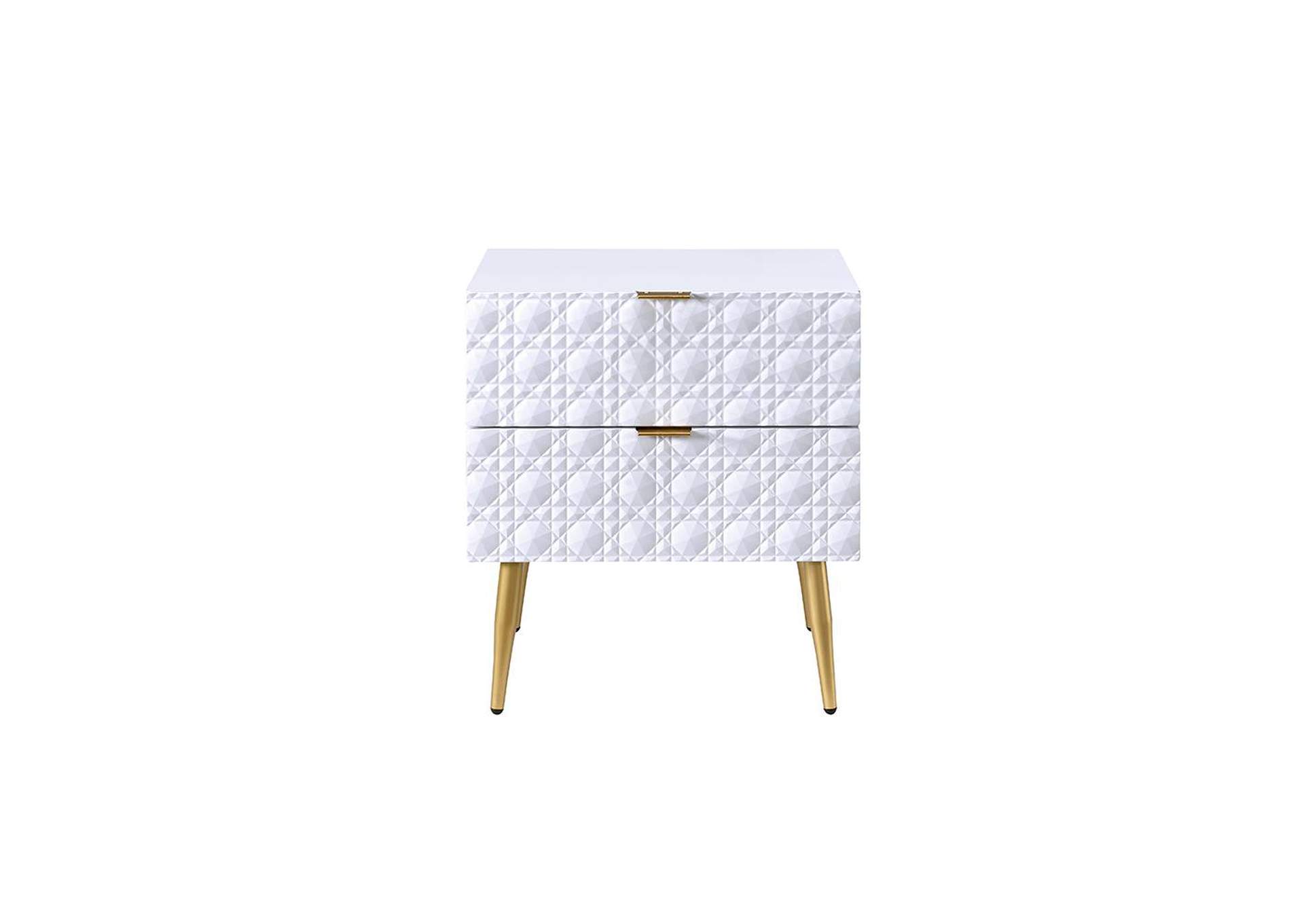 Maisey Ii Night Table, White and Gold image 4