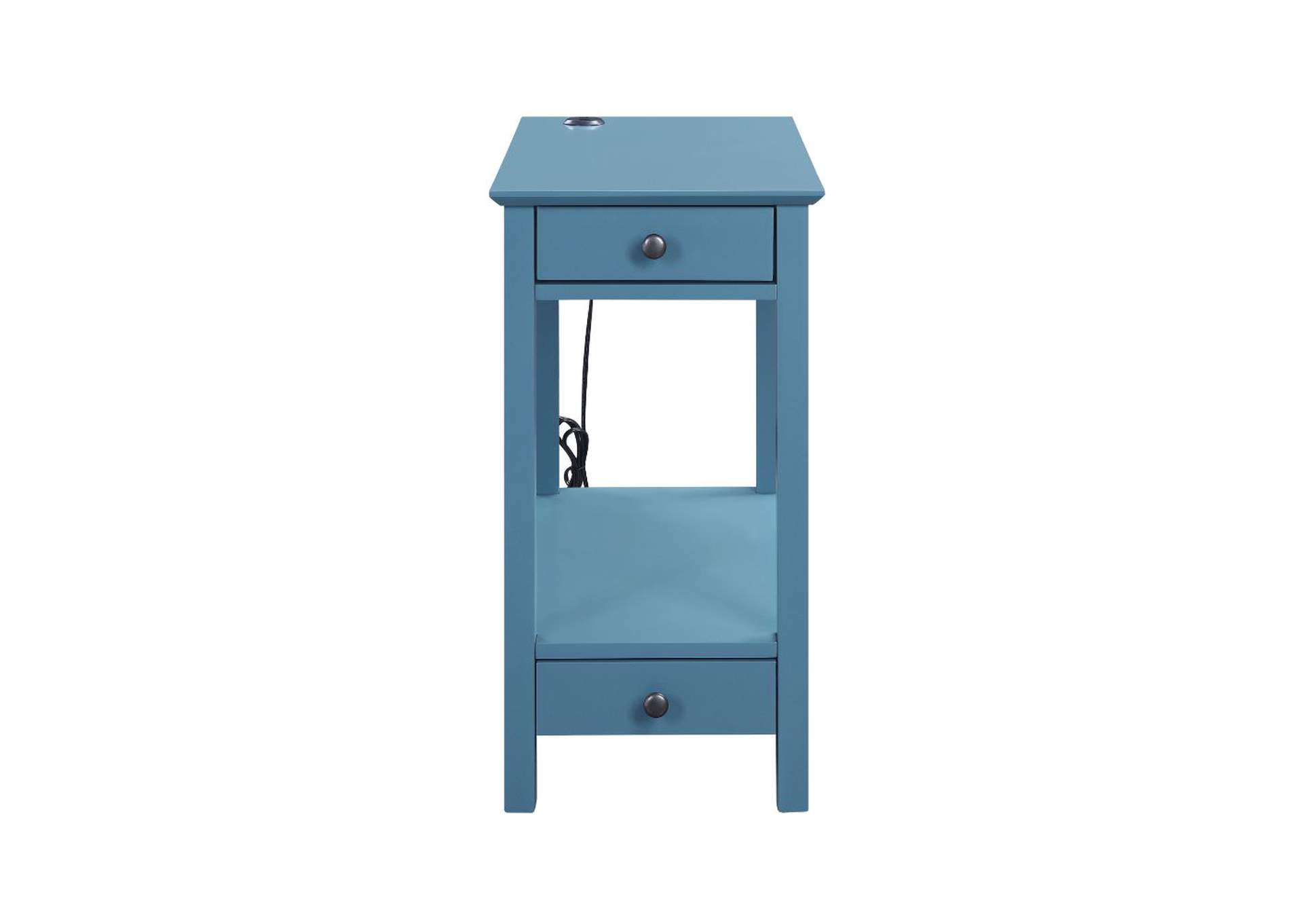 Byzad Side Table - USB Charging Dock - 97742 - Transitional - Wood - Pine, Mdf - Teal image 3