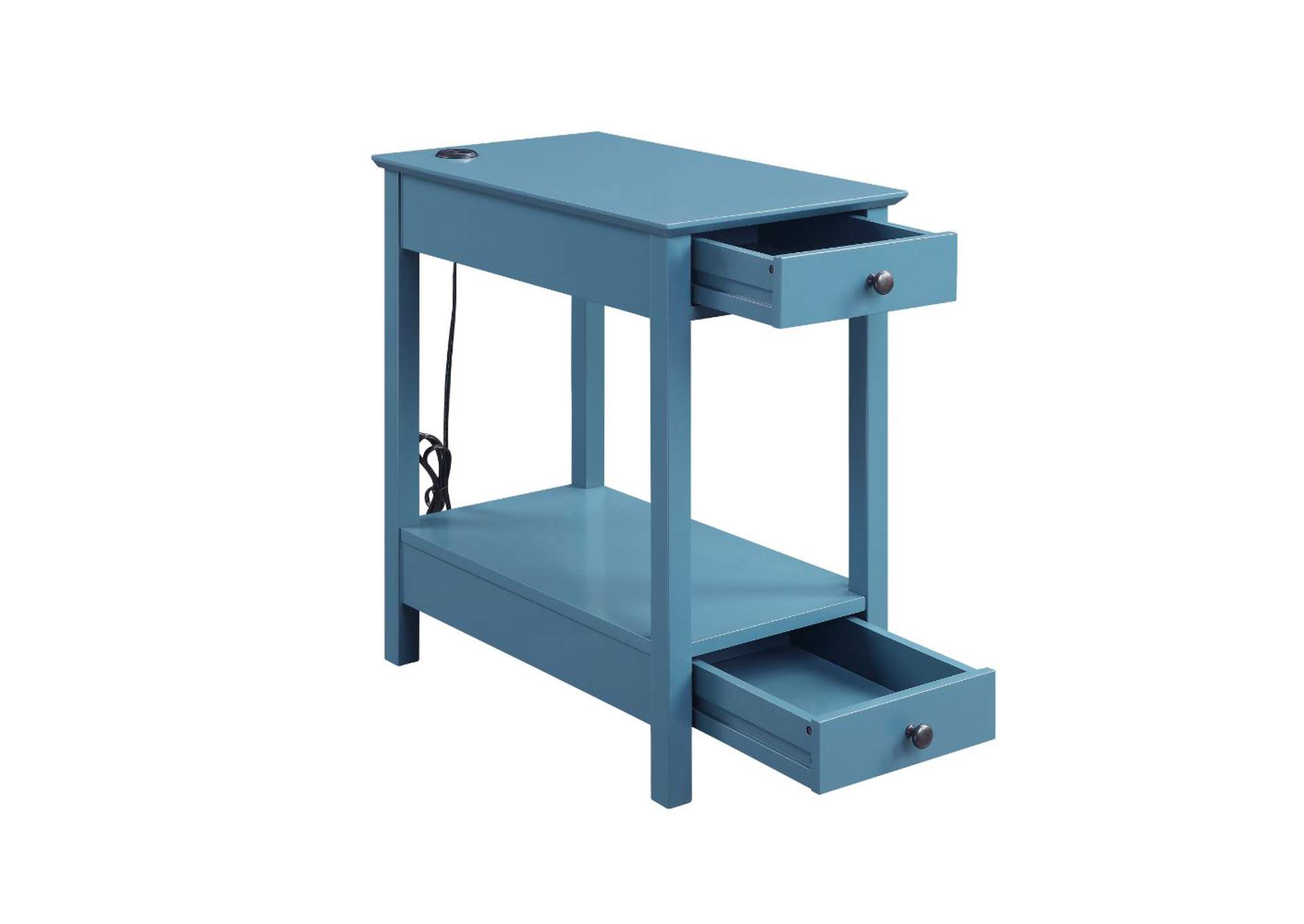Byzad Side Table - USB Charging Dock - 97742 - Transitional - Wood - Pine, Mdf - Teal image 4