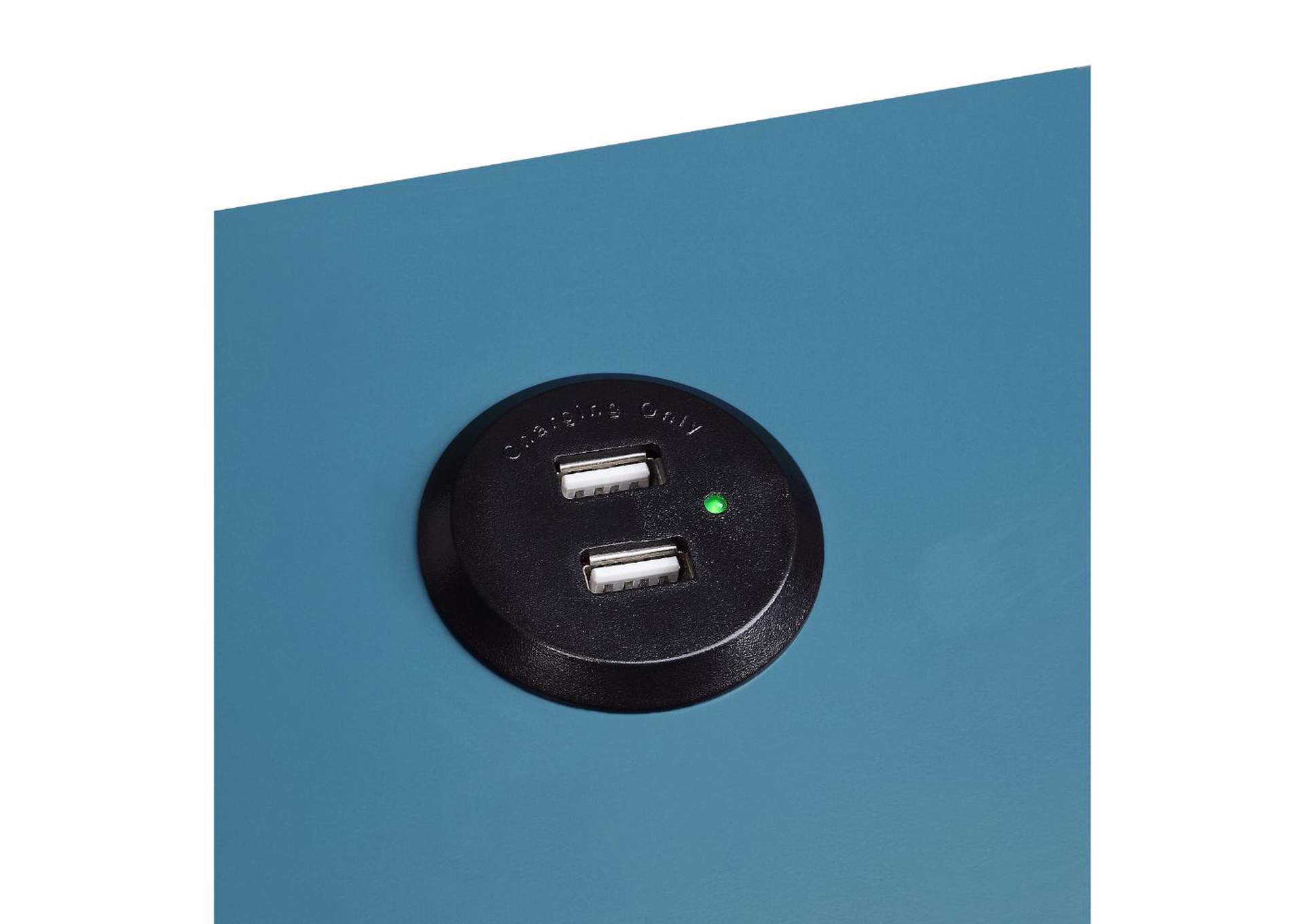 Byzad Side Table - USB Charging Dock - 97742 - Transitional - Wood - Pine, Mdf - Teal image 5