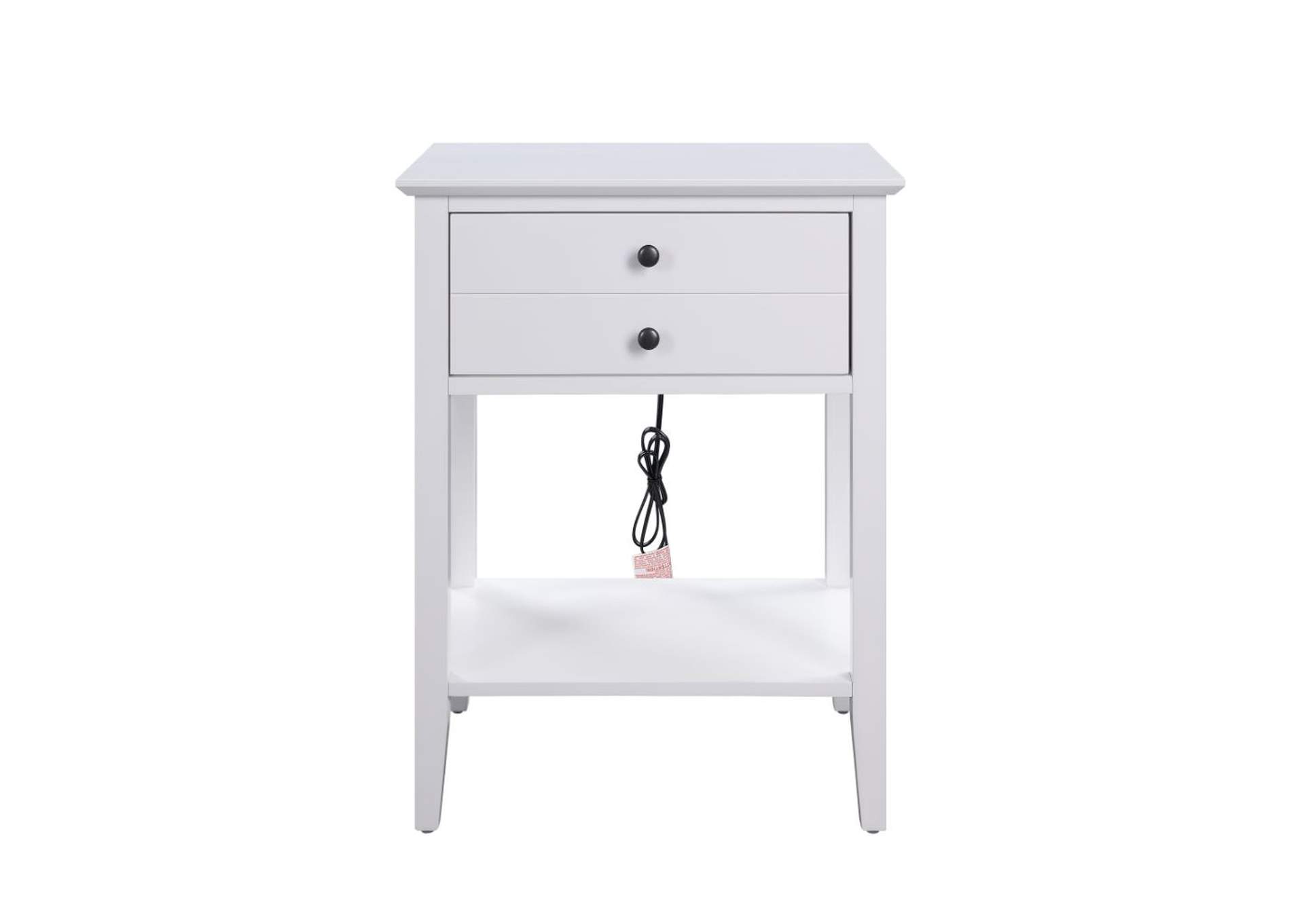 Grardor Side Table - USB Charging Dock - 97744 - Transitional - Mdf - White