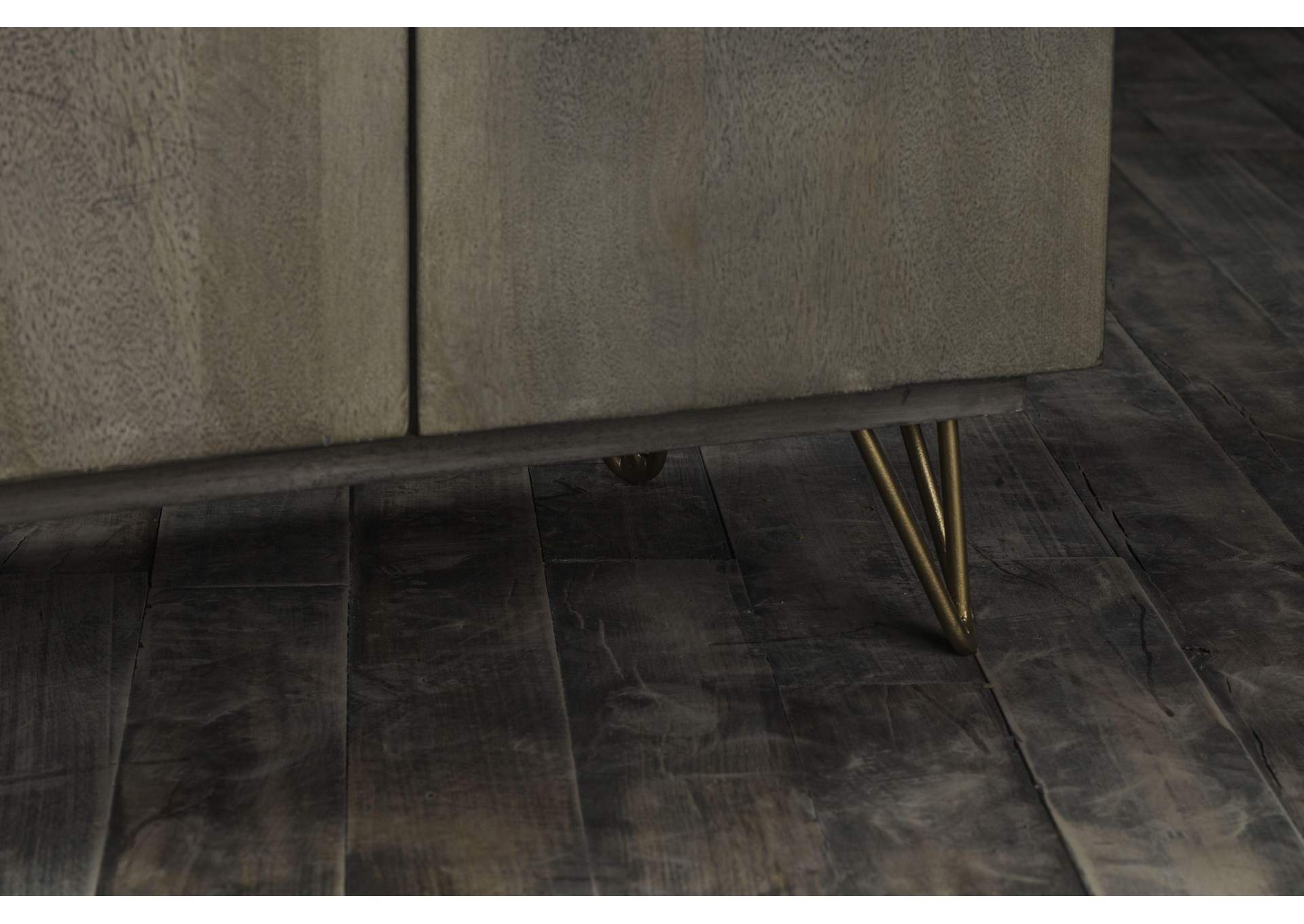 Beretta Armoire - 97766 - Rustic - Metal, Wood - Mango, Veneer - Stone - Gray Stone and Ash Oak image 5